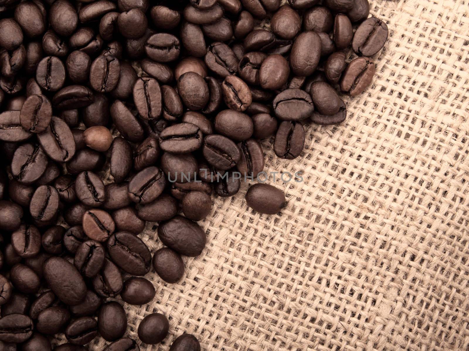 Coffee beans on canvas 