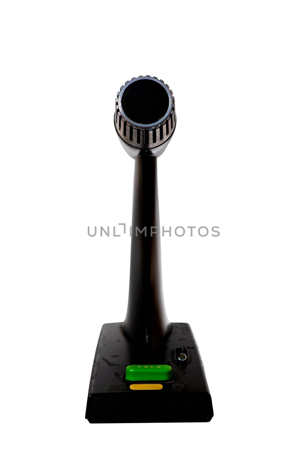 isolated black old microphone on white background