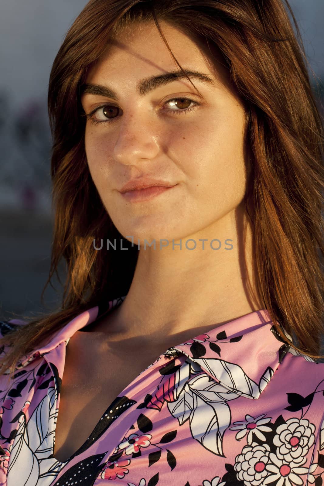 Close up view of a beautiful face of a young girl.