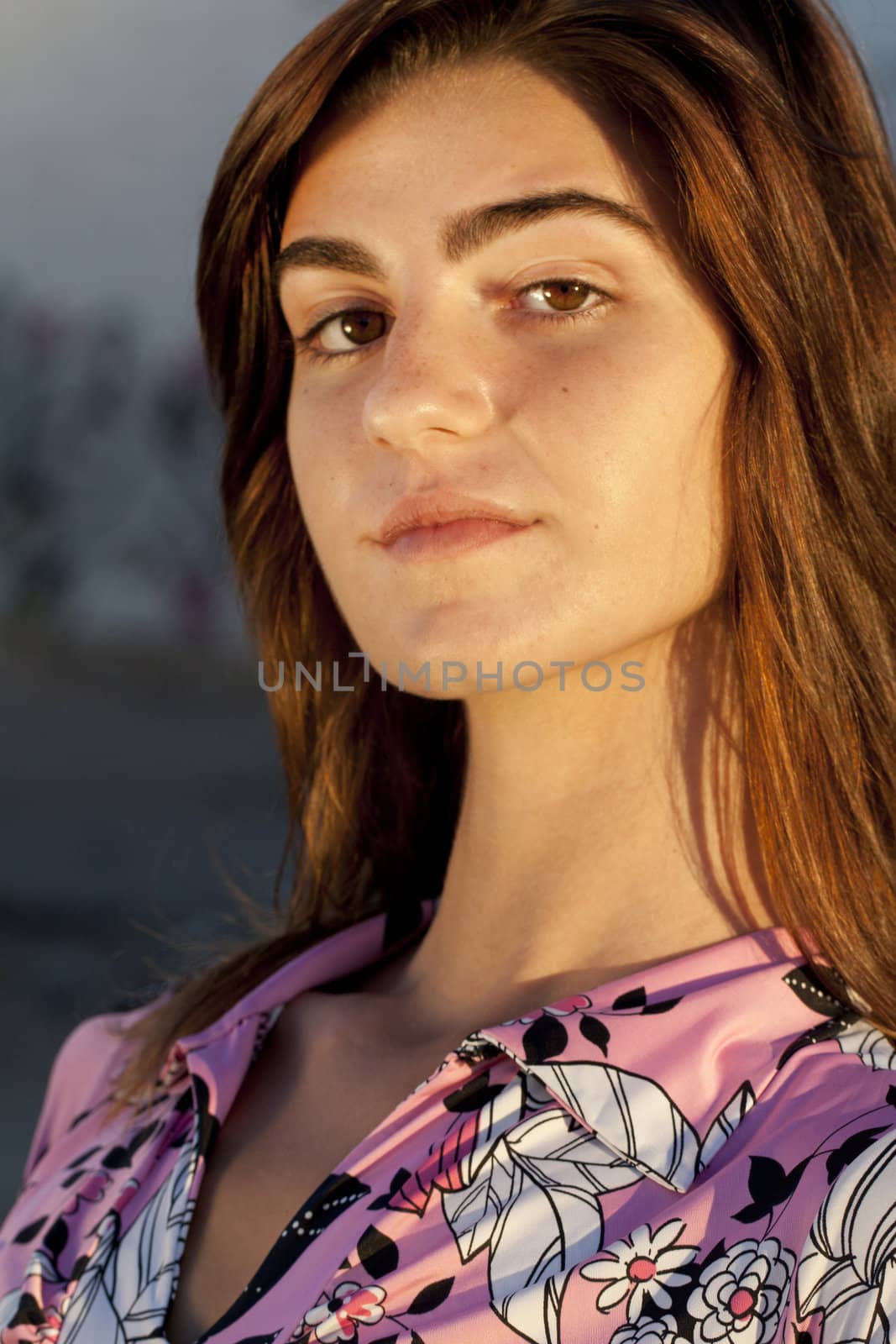 Close up view of a beautiful face of a young girl.