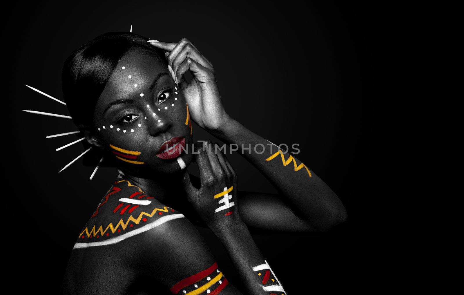 Tribal beauty woman with makeup by phakimata