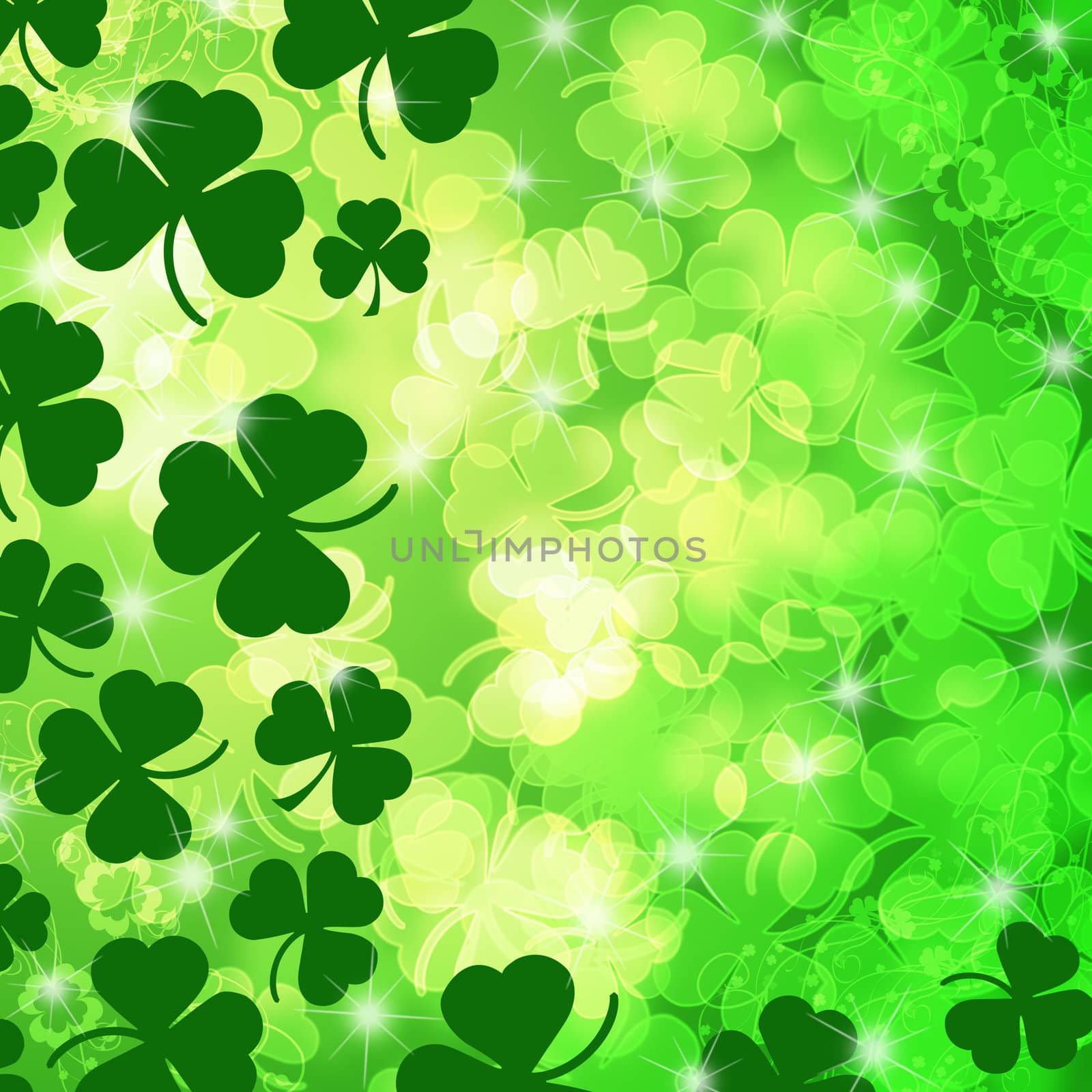 Lucky Irish Shamrock Leaf Bokeh Background Illustration