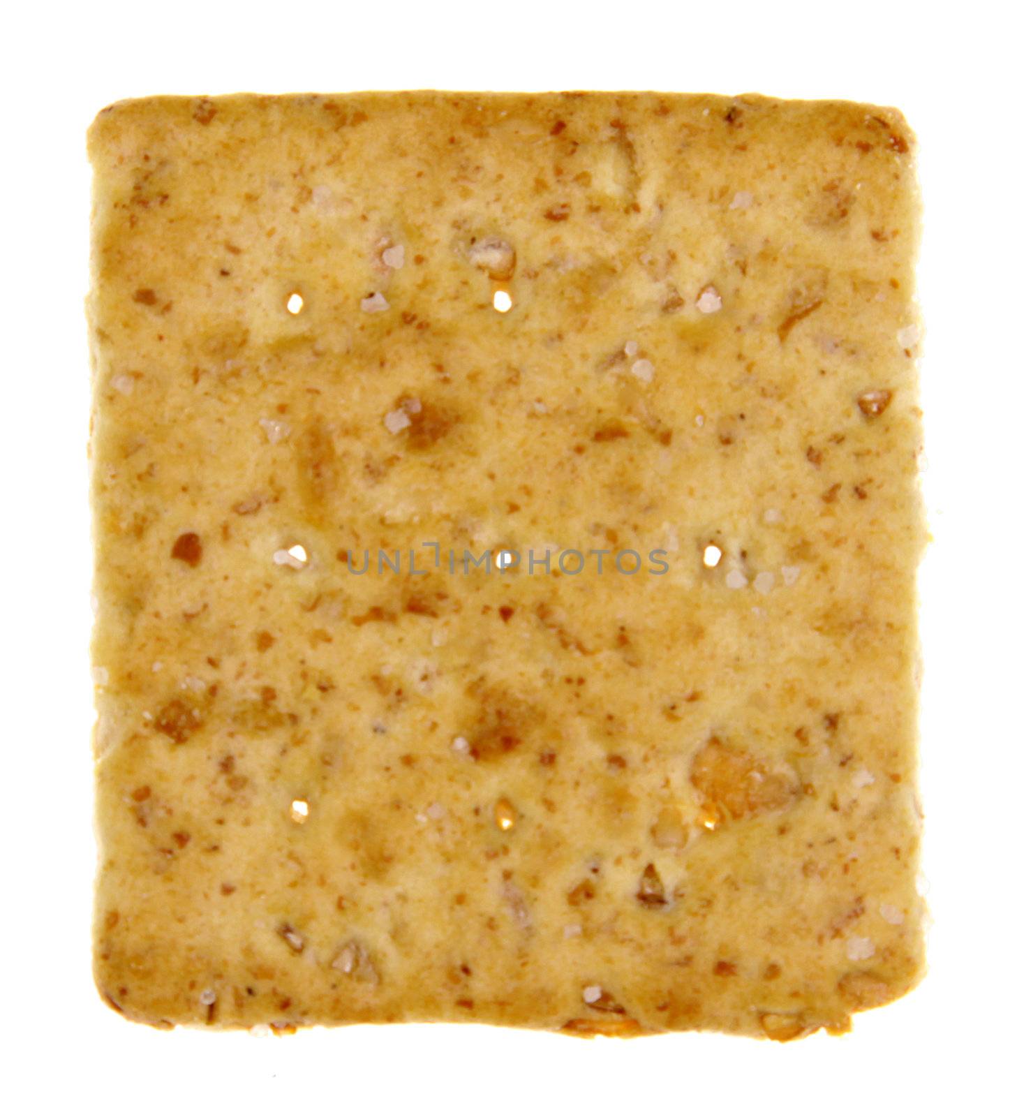 A square whole wheat cracker isolated on white.
