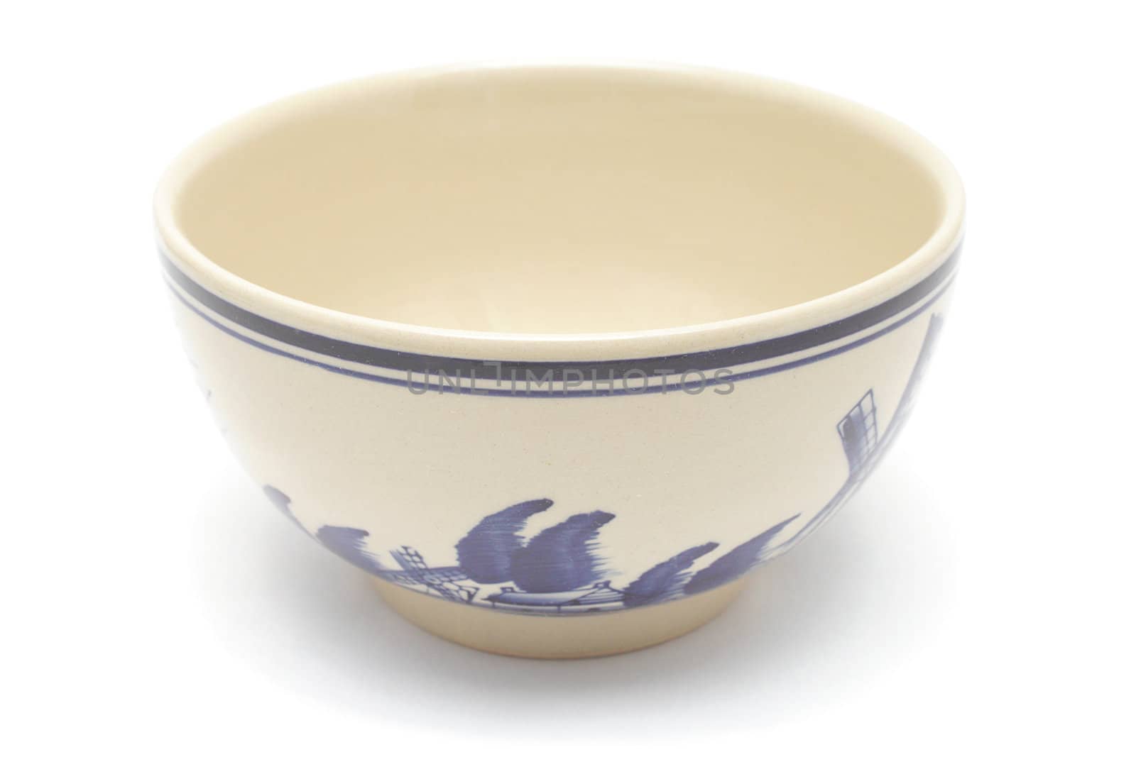 Ceramic painted bowl isolated on white background