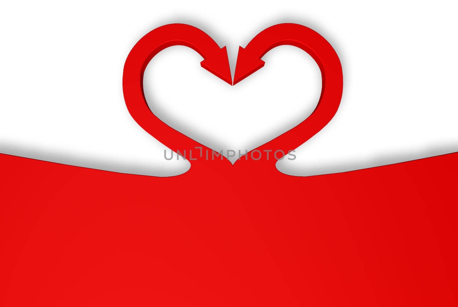 heart symbol from two red arrows - 3d illustration