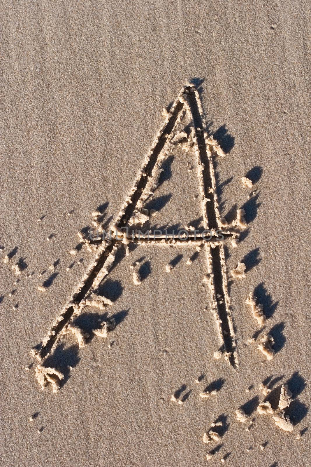 Letter A Drawn in the Sand