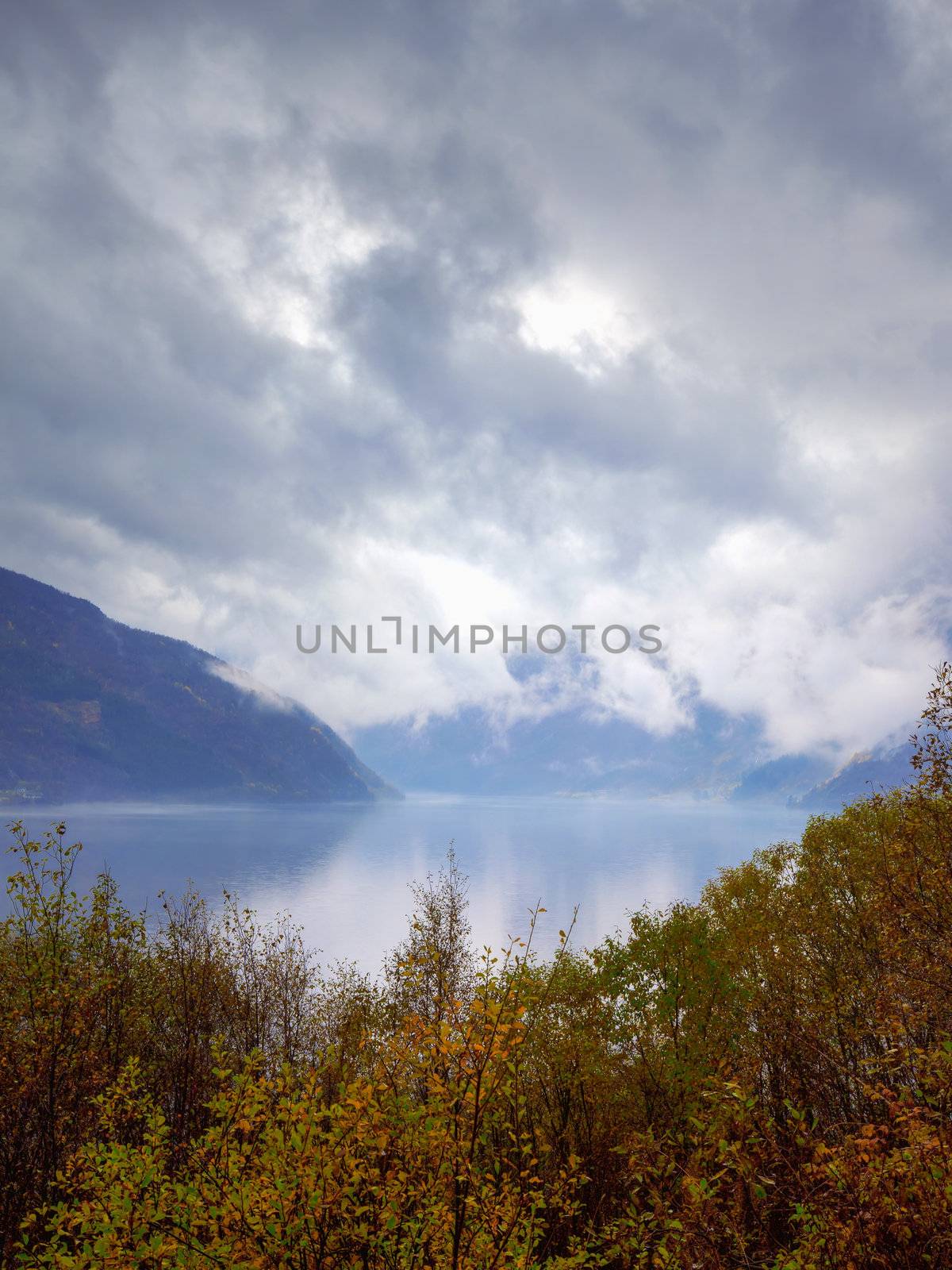 Peacefull lake and autumn colors at Haukeli, Norway