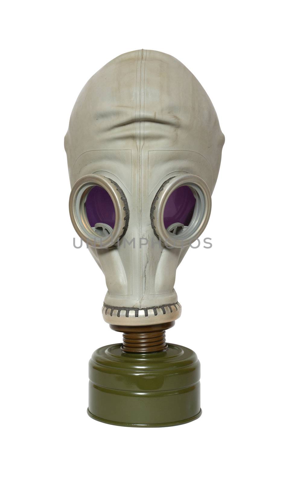 Old gas mask isolated on white background with clipping path