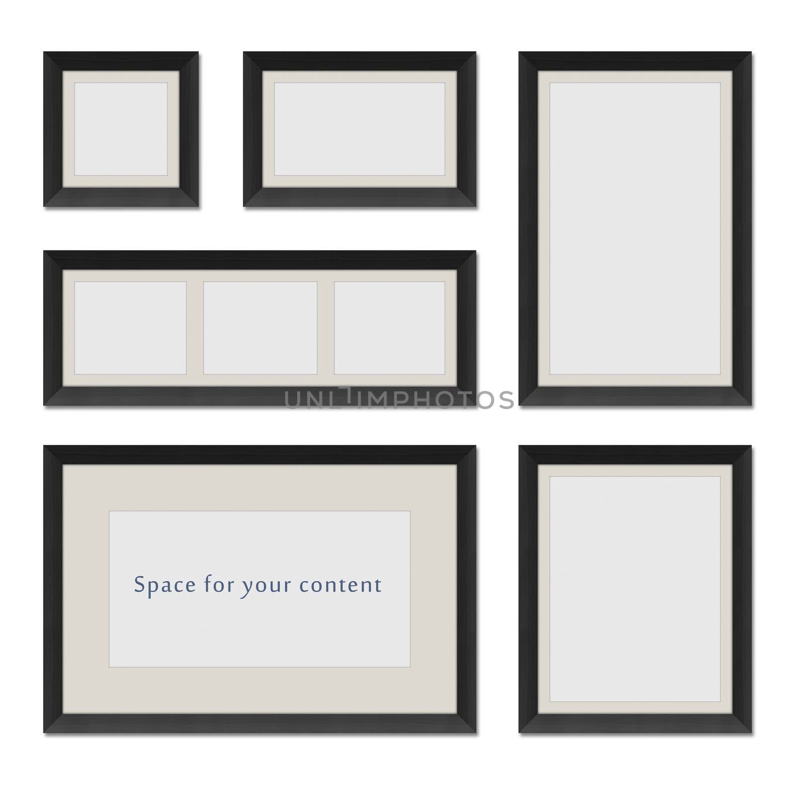 Different shaped black frames for your content