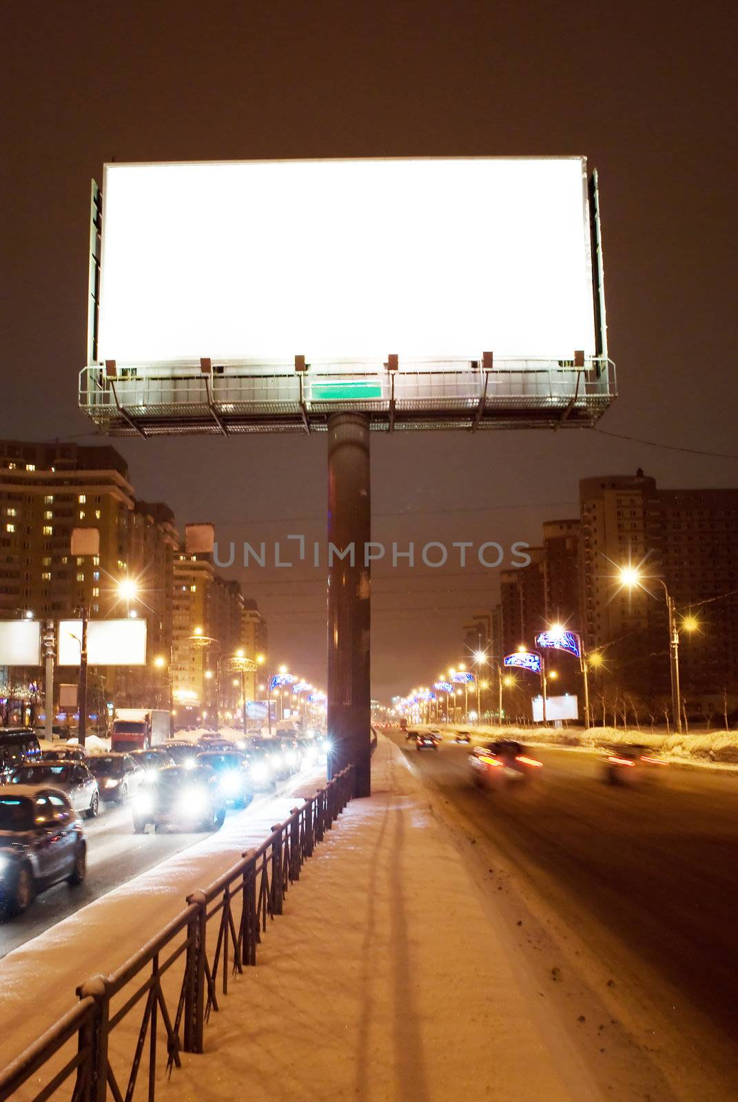 Big white billboard on the night street  by BIG_TAU