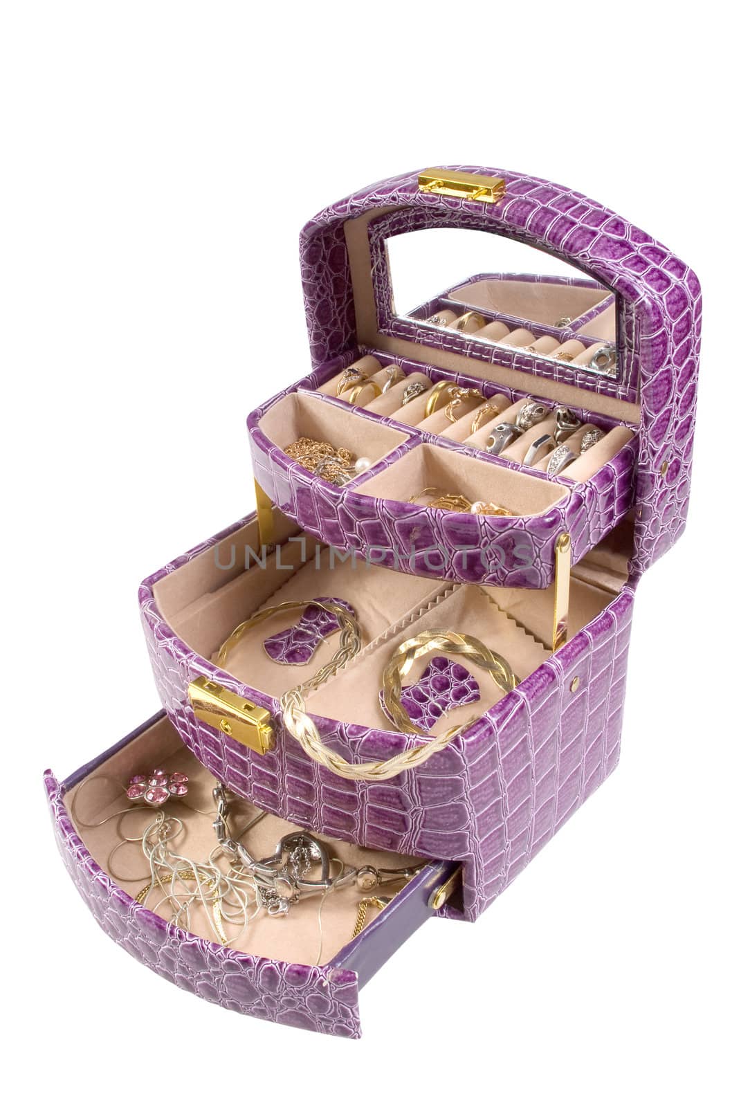 Lilac box with some jewelry