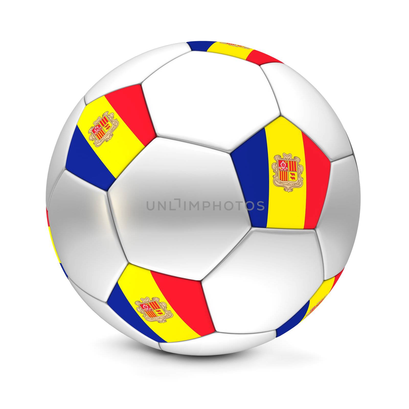 shiny football/soccer ball with the flag of Andorra on the pentagons