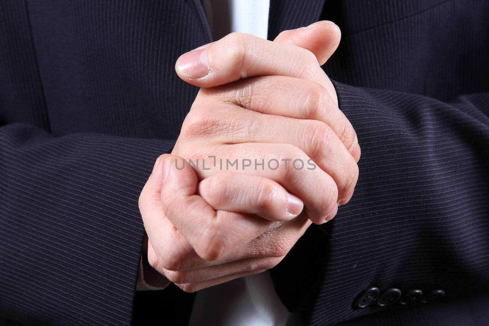 businessman hand close, body part only