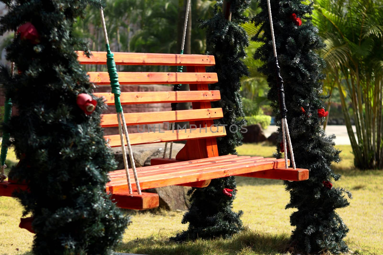 Empty swing at the playground 