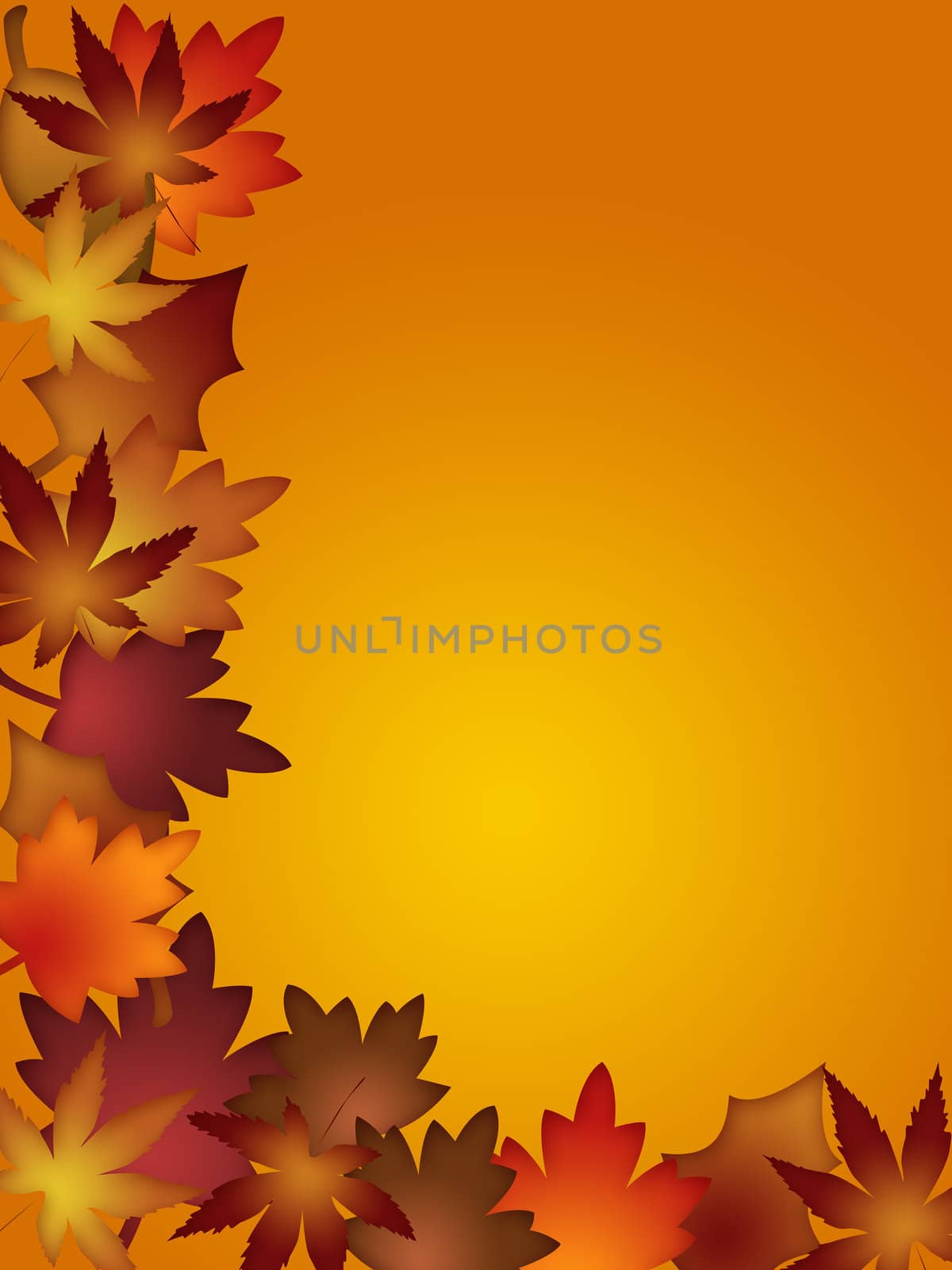 Colorful Fall Leaves Border Background Illustration