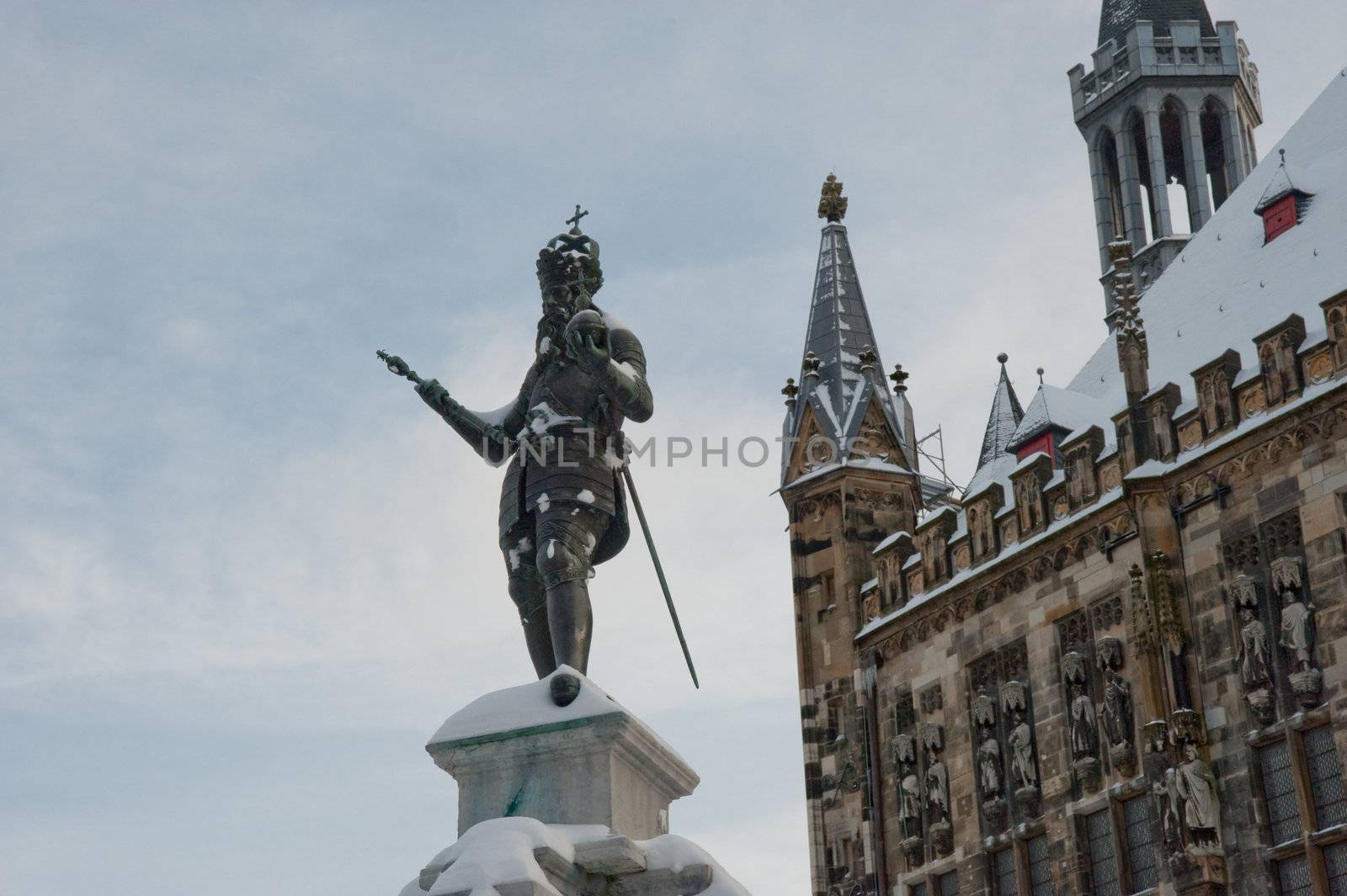 Aachen Rathaus during winter