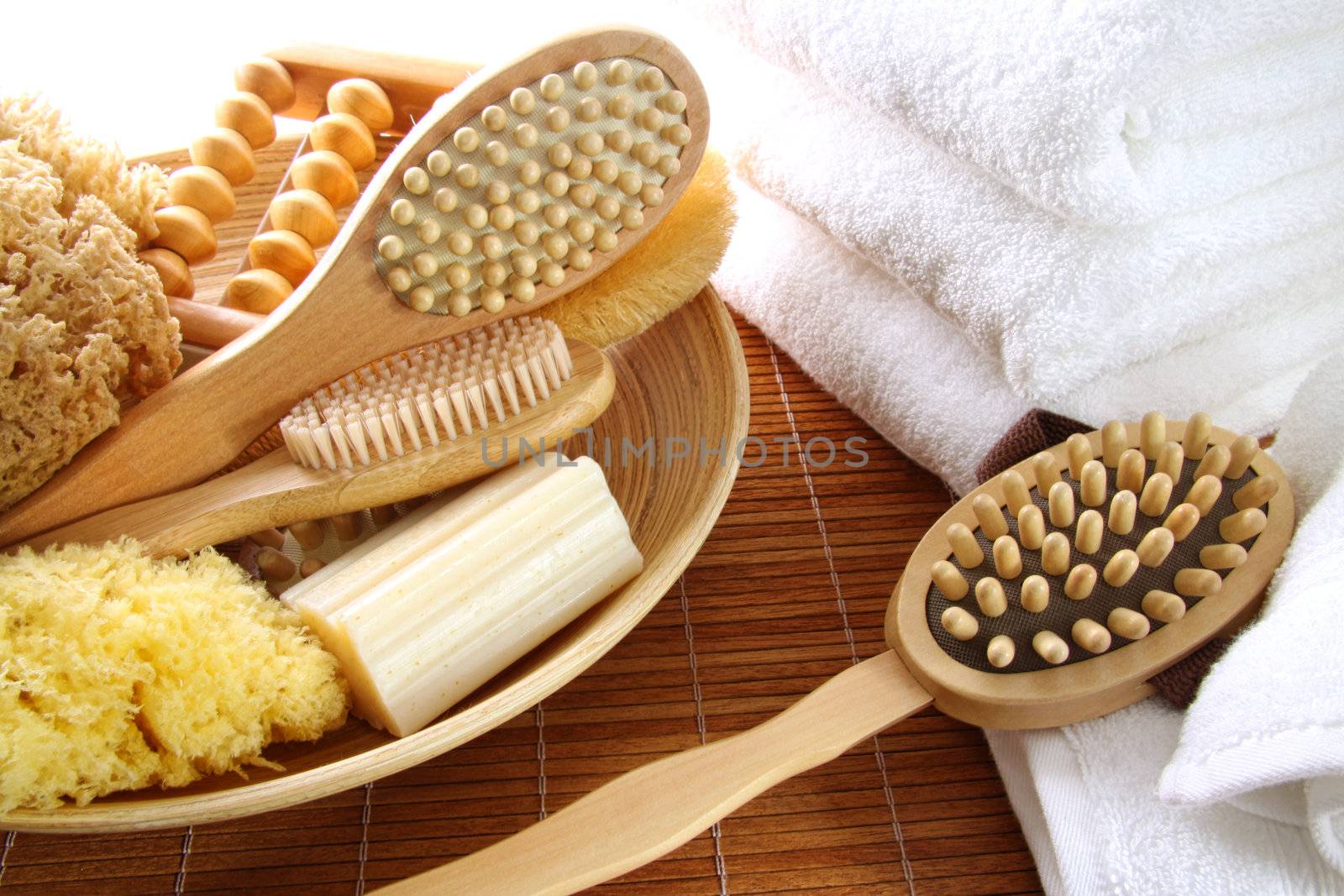 Assortment of spa brushes and accessories  by Sandralise