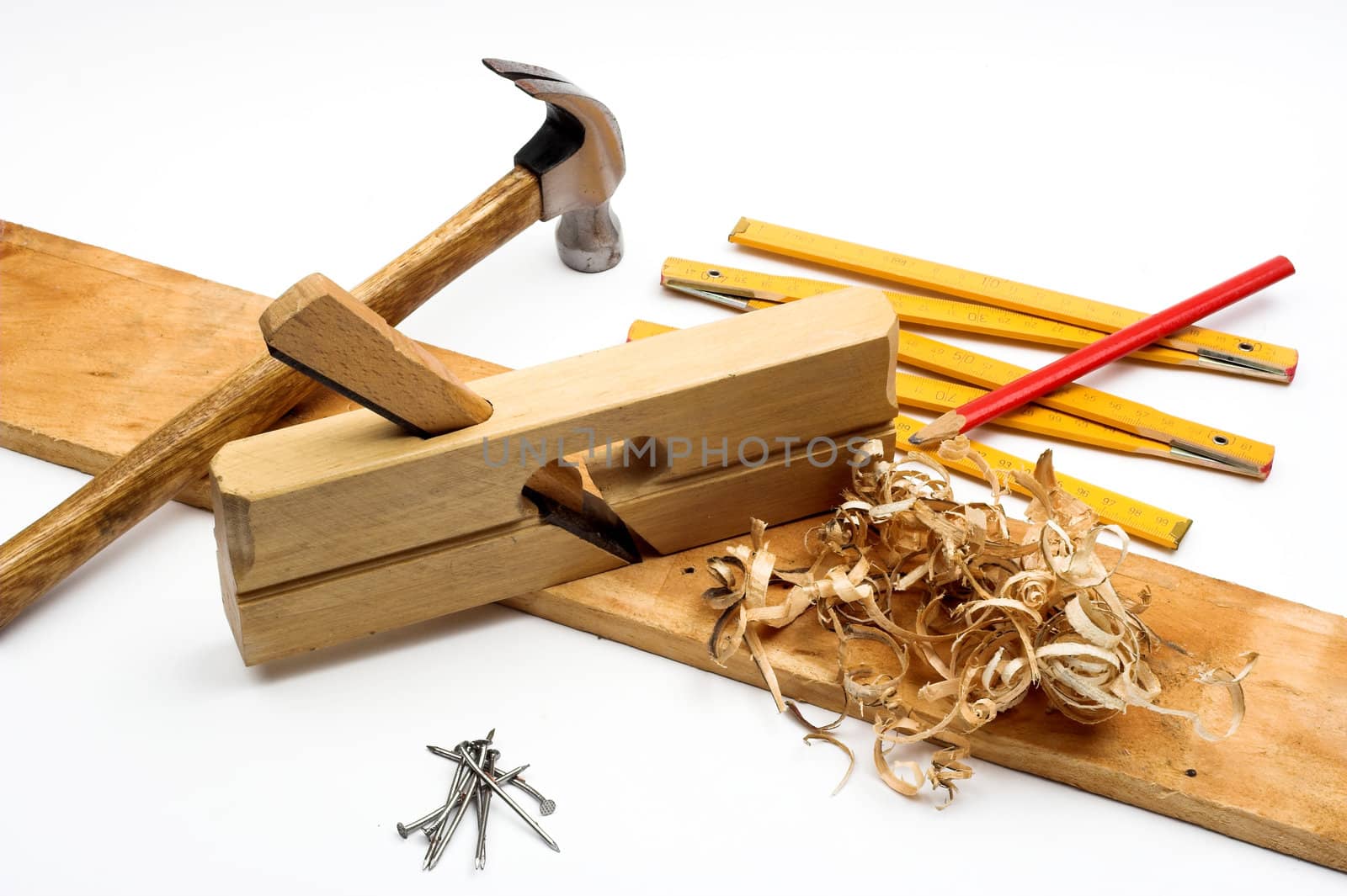 carpenter's tool over white background
