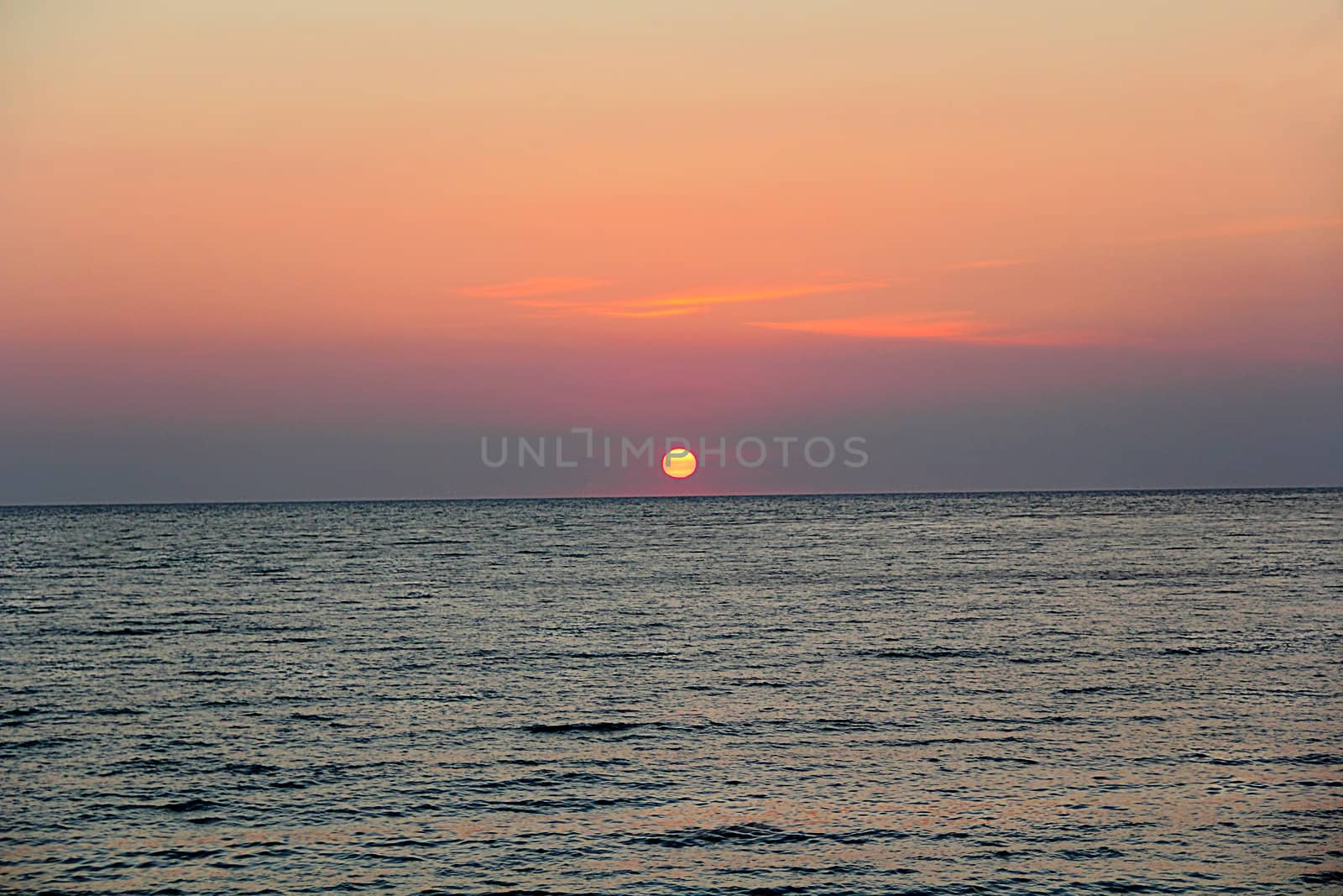 Beautiful evening sea landscape with red sunset