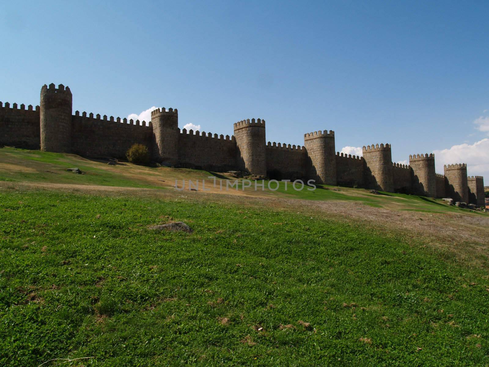 View on the wall of the city of Avila, Spain.