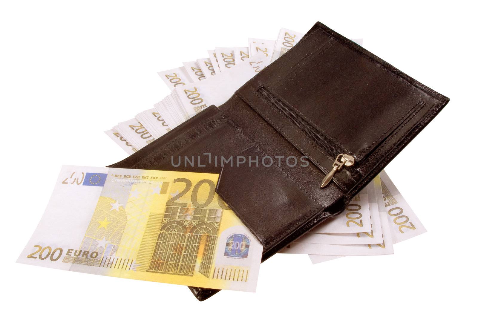Black purse with lots of notes of 200 euro by BIG_TAU