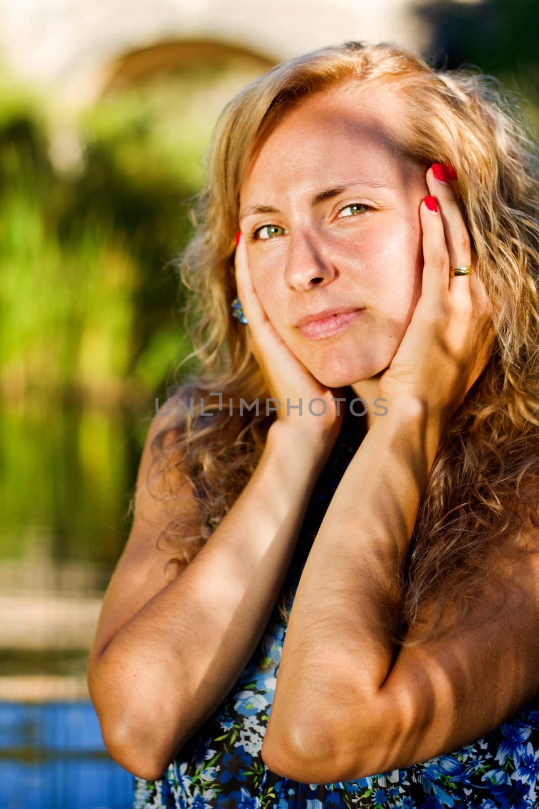 beautiful young girl on the river by membio