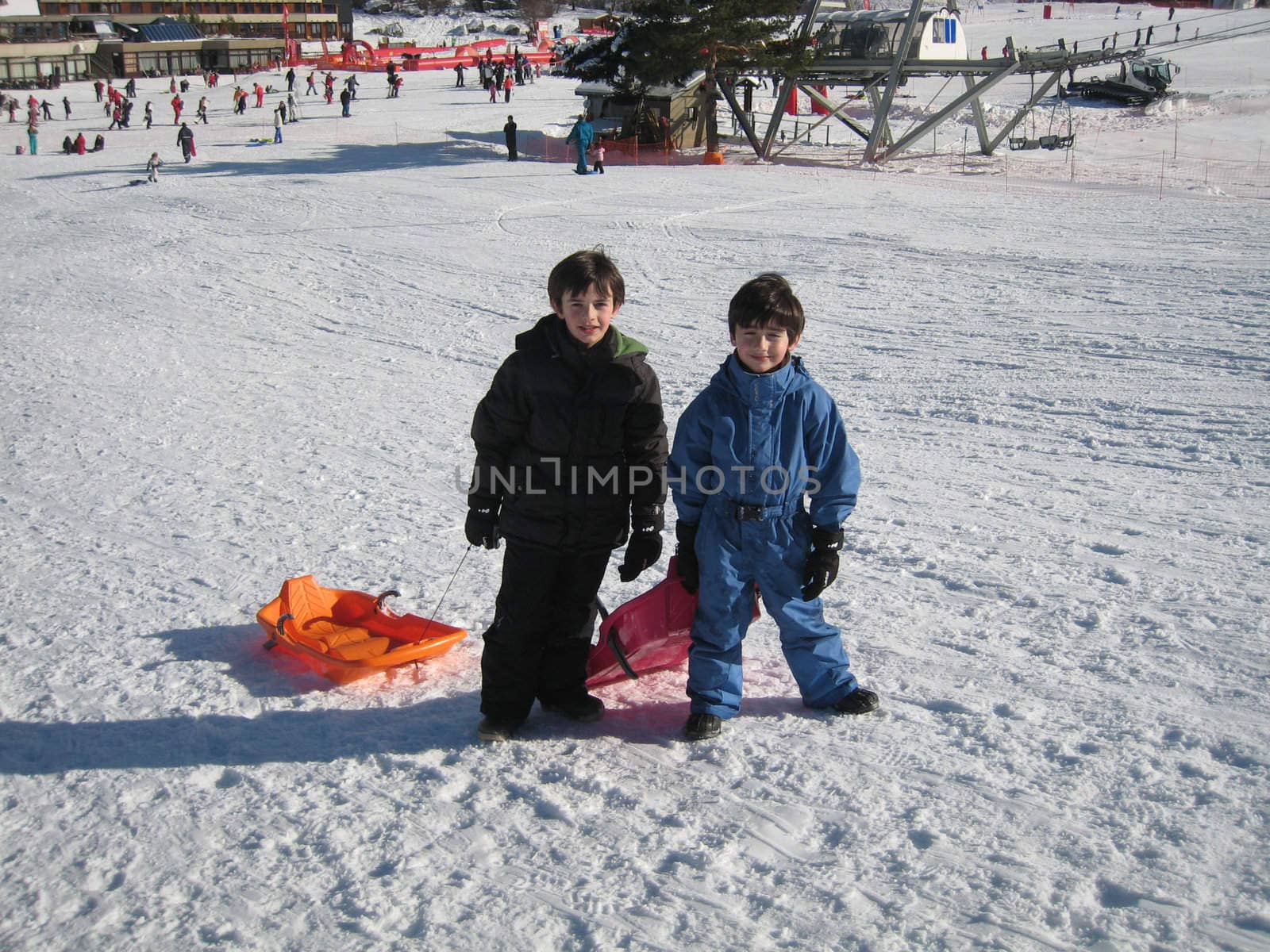 winter sport in Pyrenean mountain, France