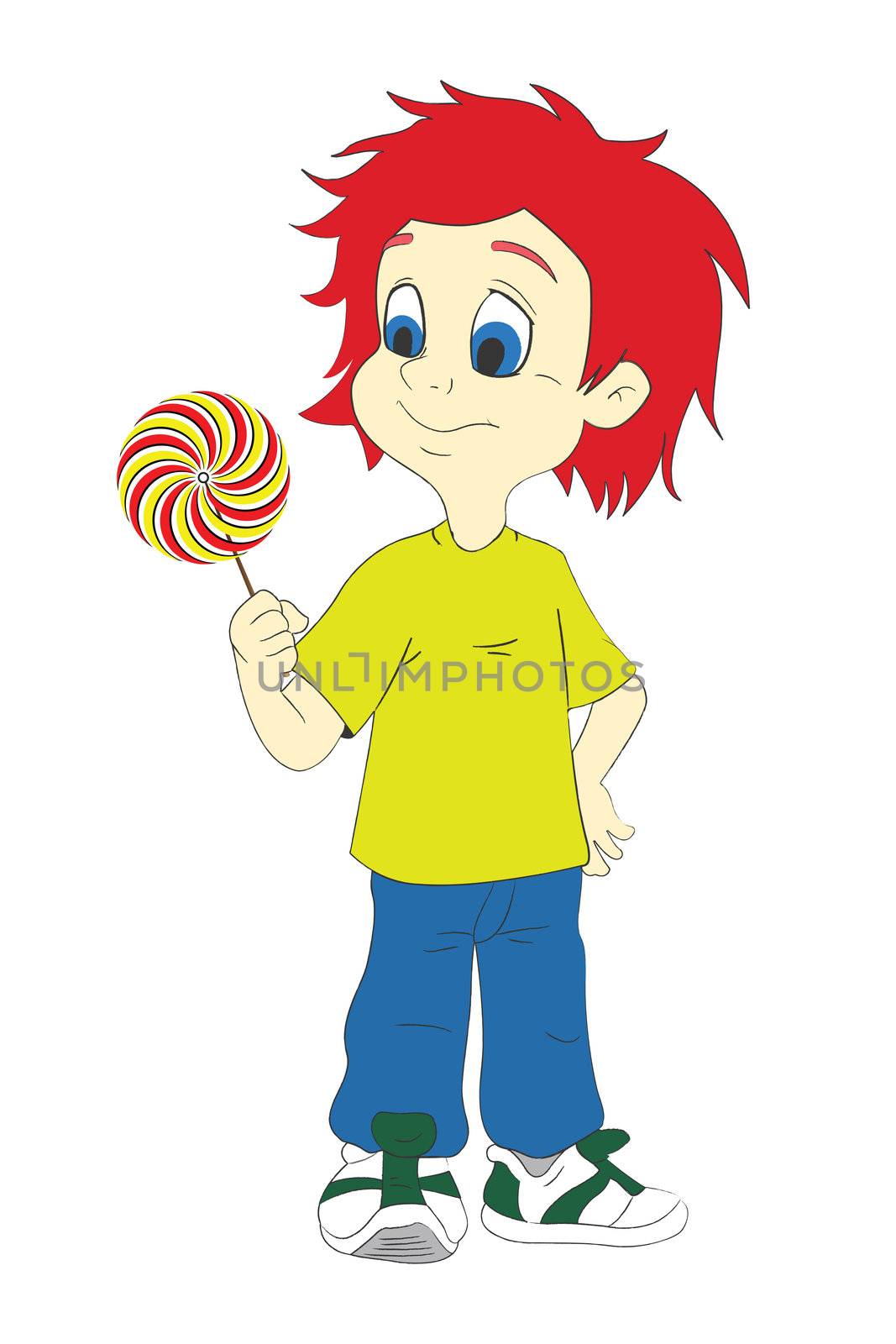 kid cartoon against white background, abstract vector art illustration