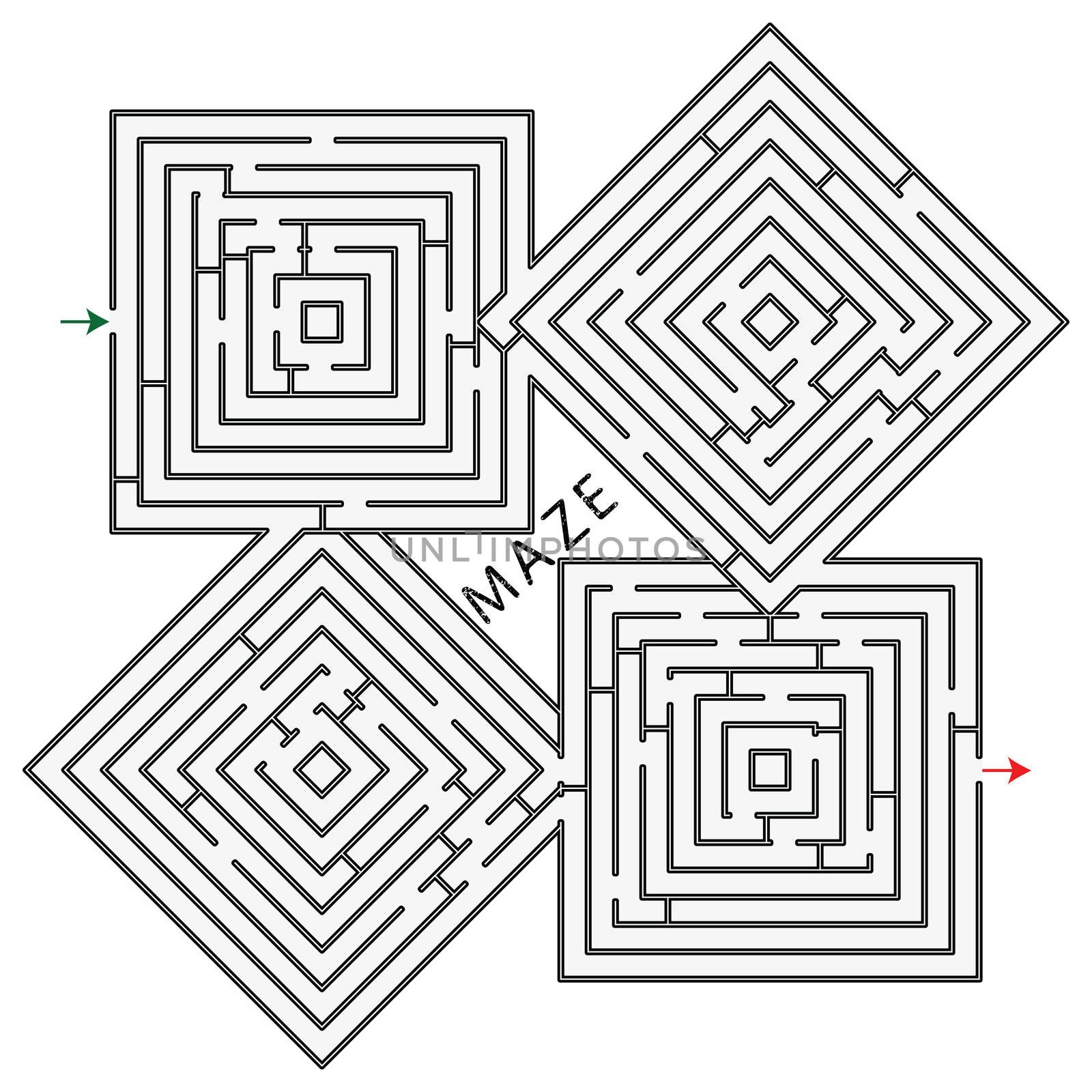 squares maze against white background, abstract vector art illustration