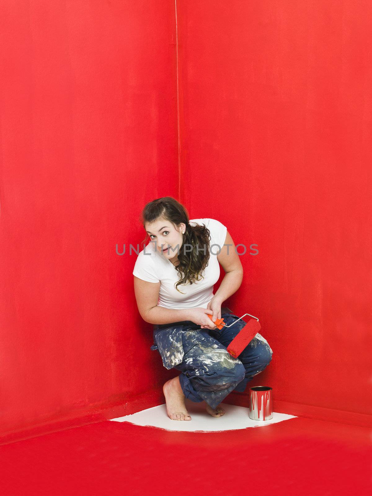 Girl has painted herself in the corner