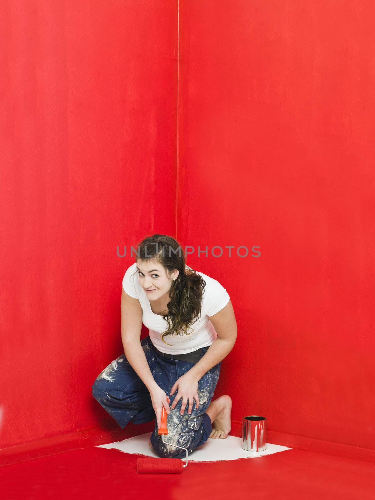 Girl has painted herself in the corner