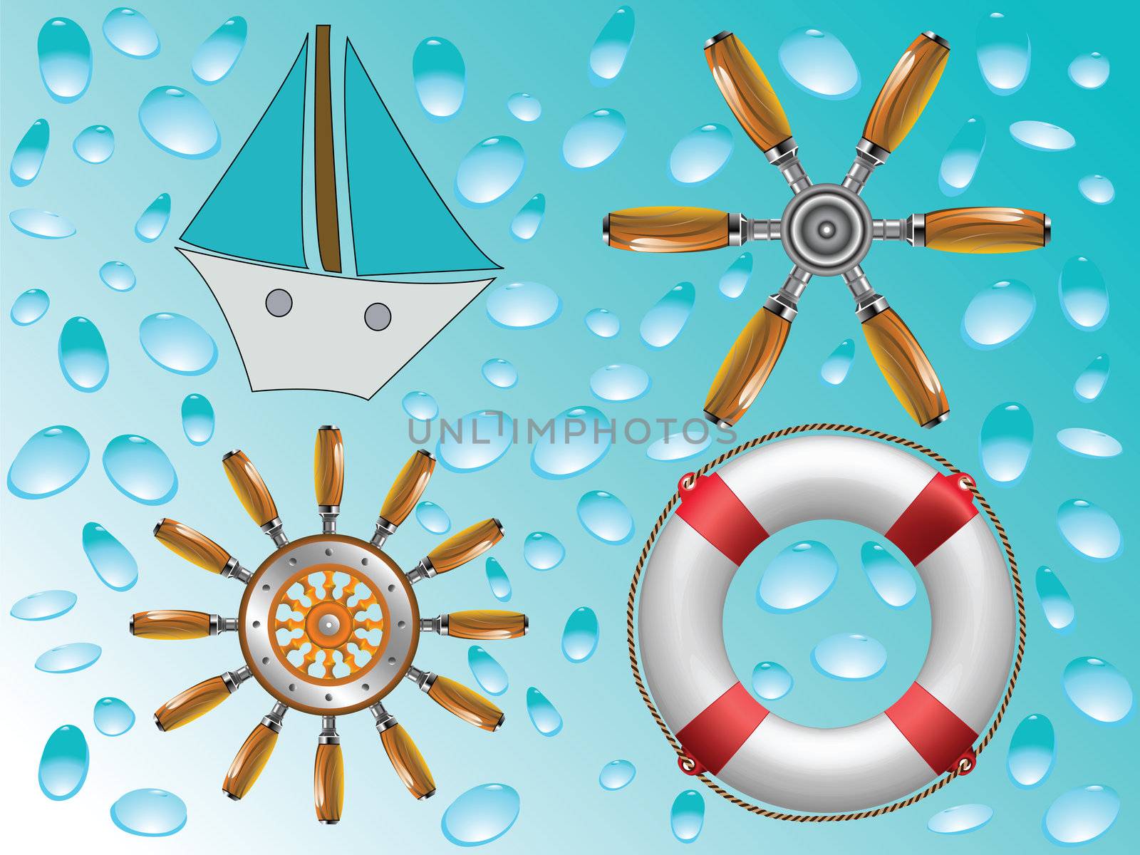 nautical icons collection, abstract vector art illustration