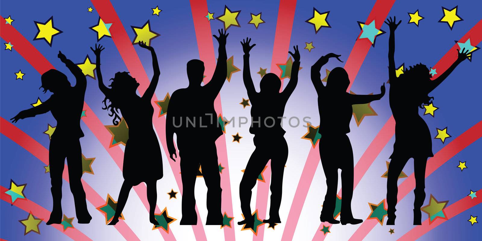 party people silhouettes composition, abstract vector art illustration