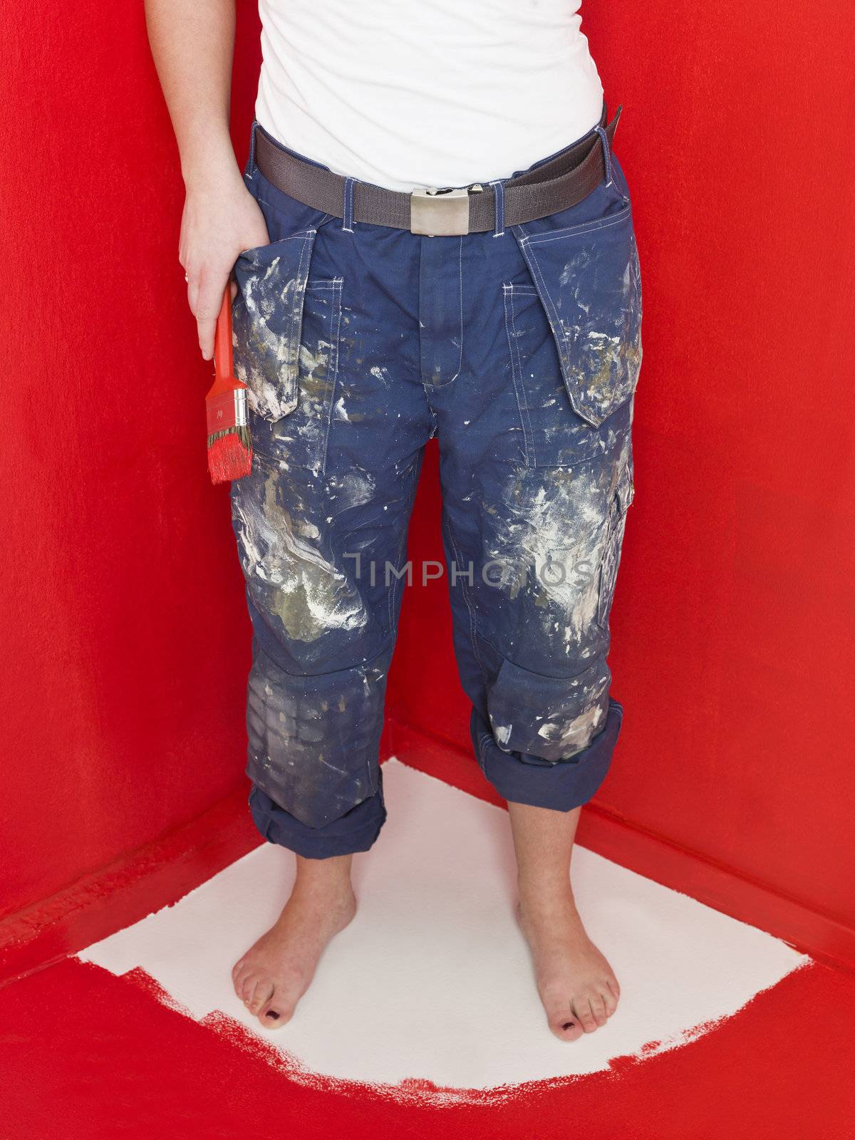 Girl has painted herself in the corner