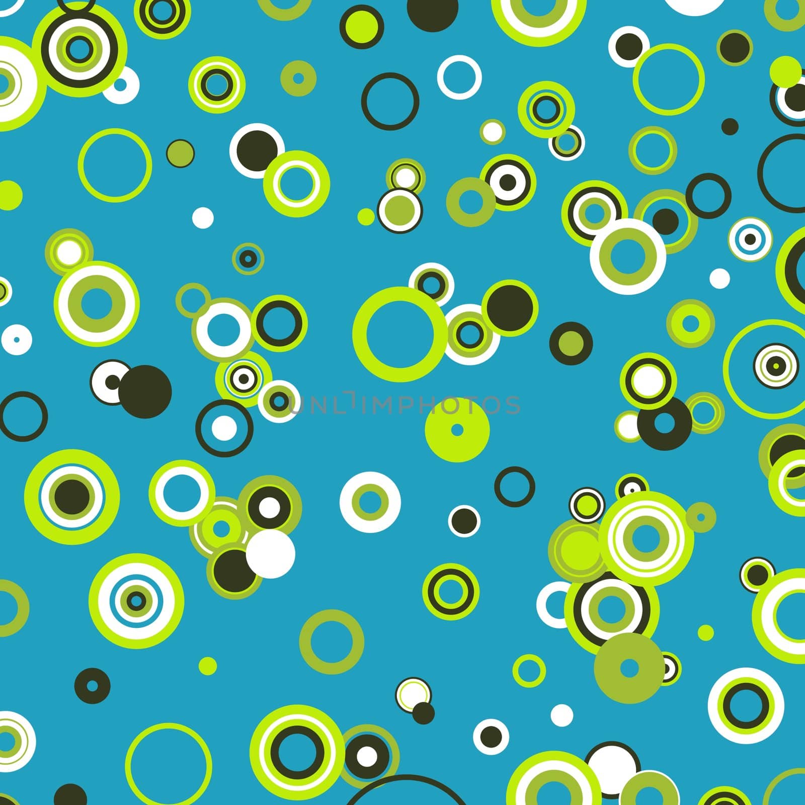 Illustration of green circles over a blue background