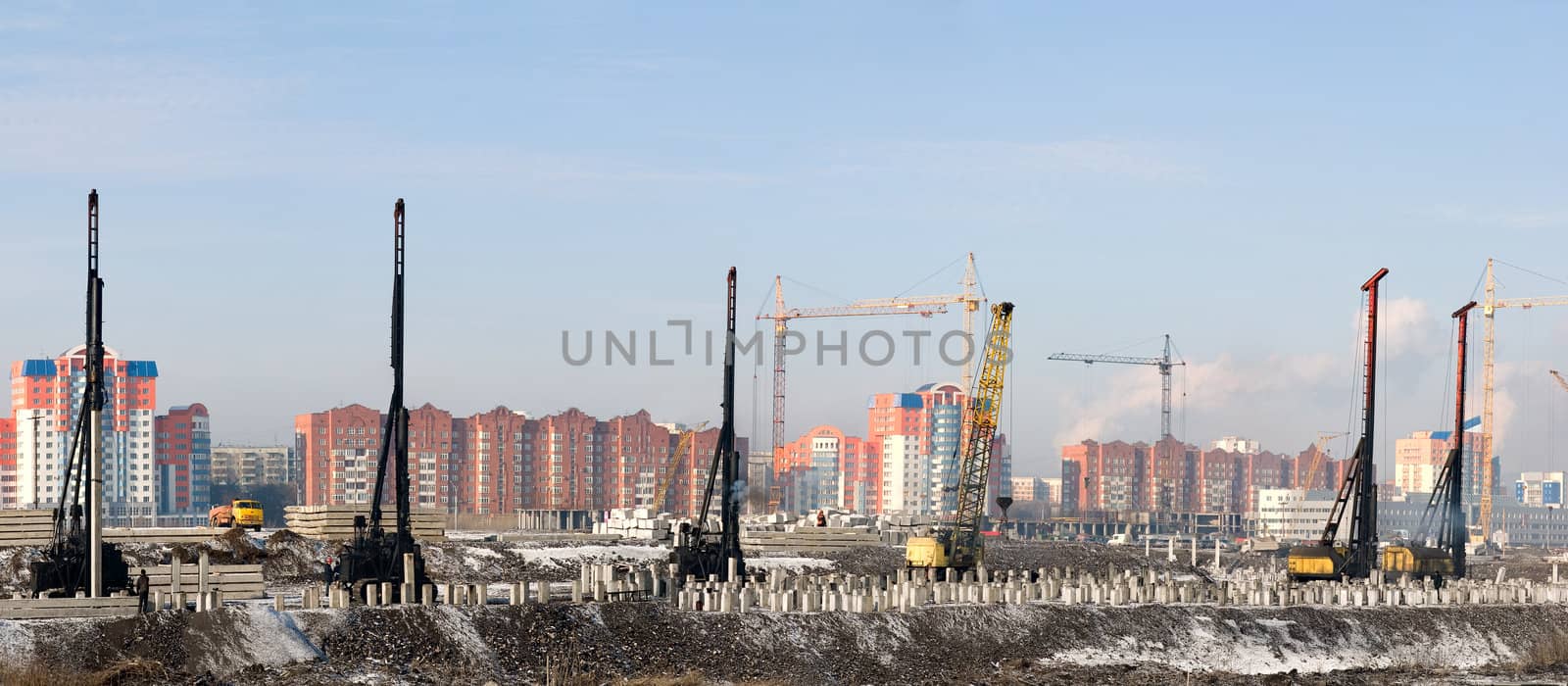 Bookmark of the base under construction of new houses