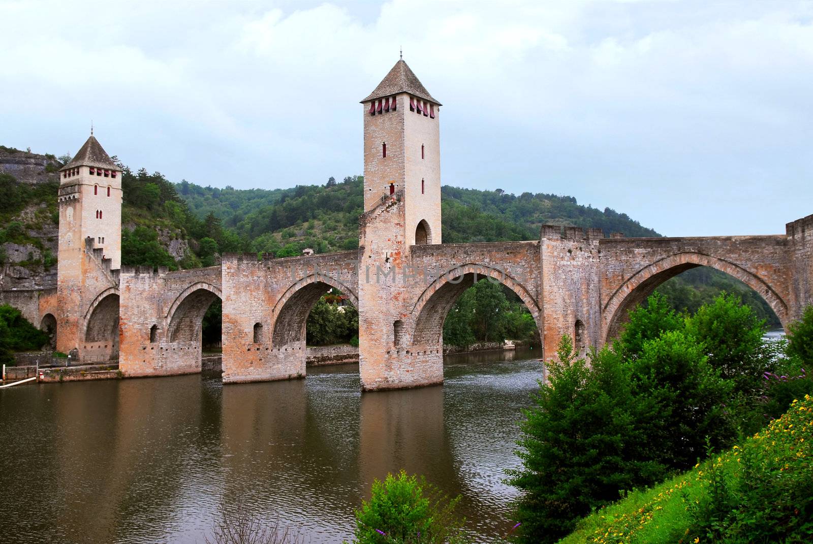 Valentre bridge in Cahors France by elenathewise