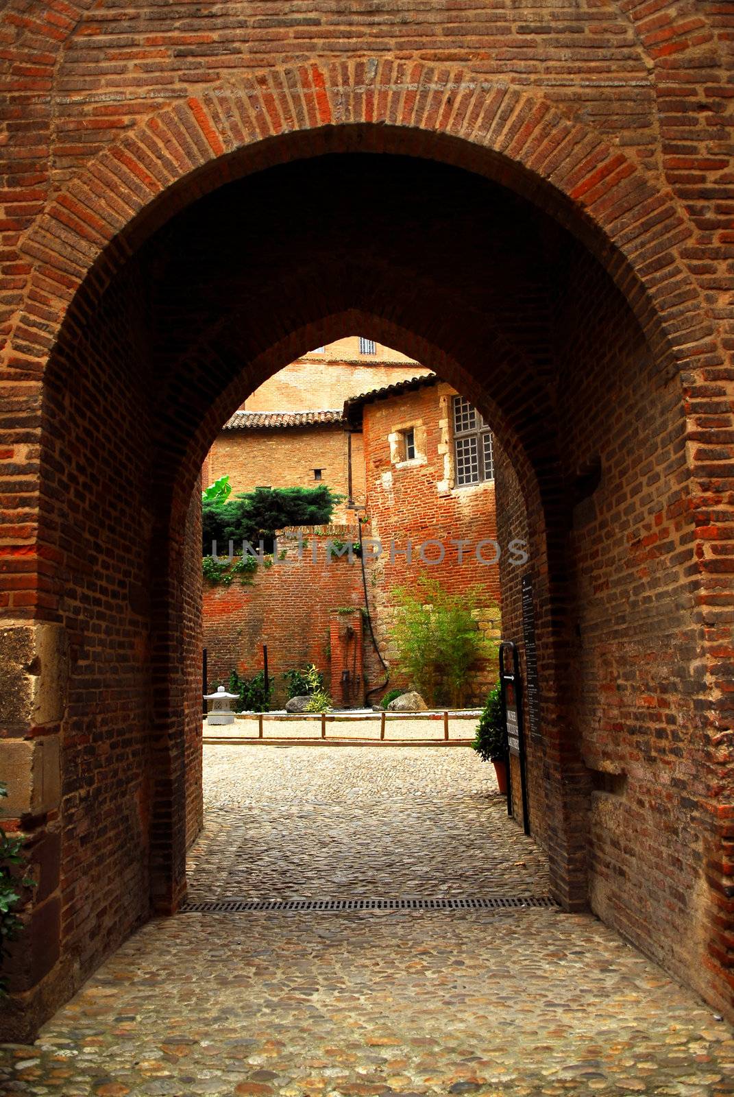 Courtyard of Cathedral of Ste-Cecile in Albi France by elenathewise