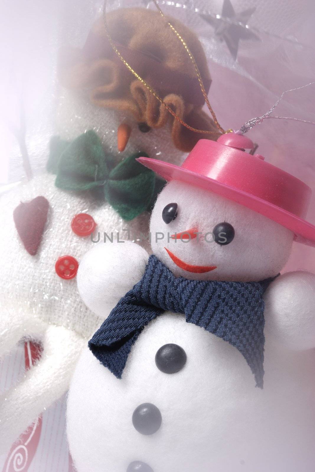 xmas still life with snow man. Captured with soft filter