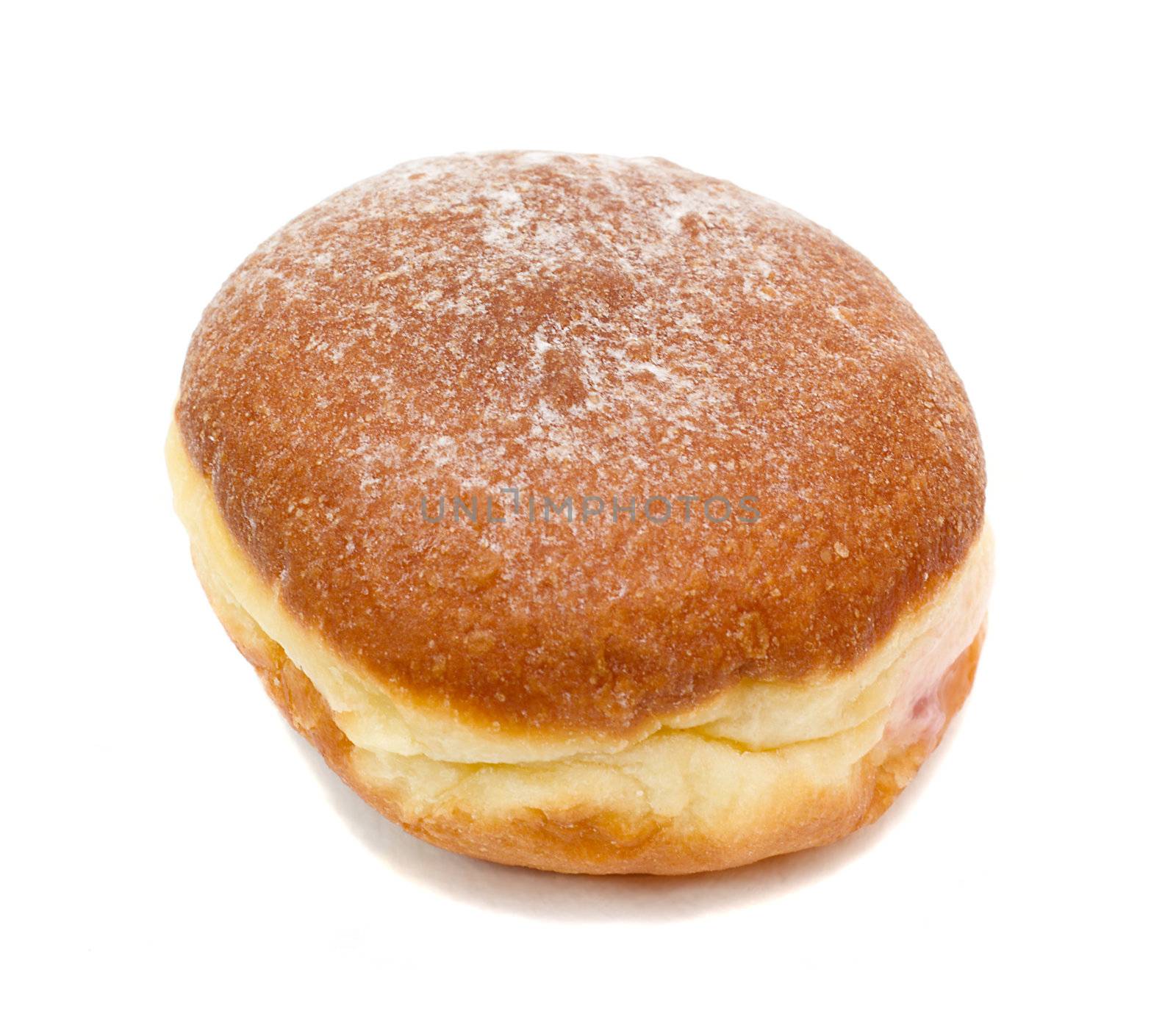 fresh doughnut with jem, isolated on white