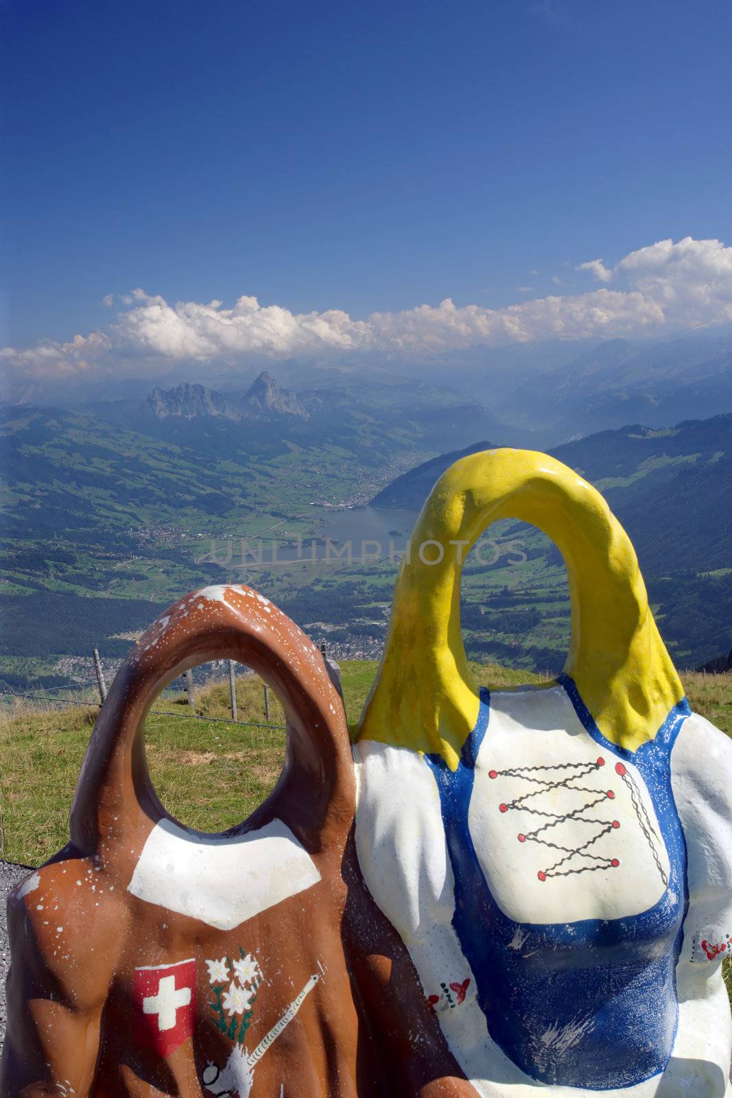 Tourist 'photo opportunity' in Switzerland on top of Rigi Mountain.
