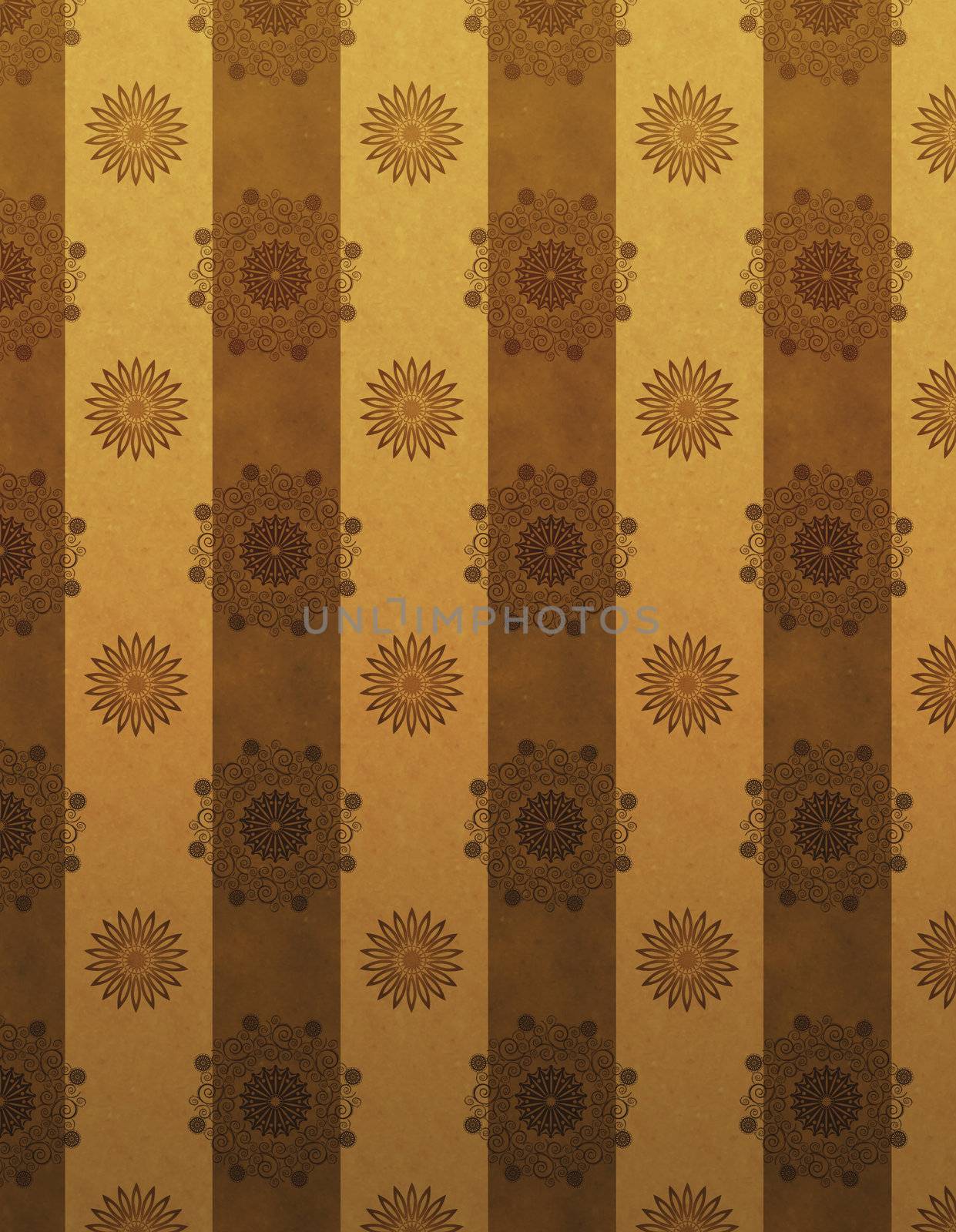 Created gold and brown retro wallpaper pattern, tiles side to side.