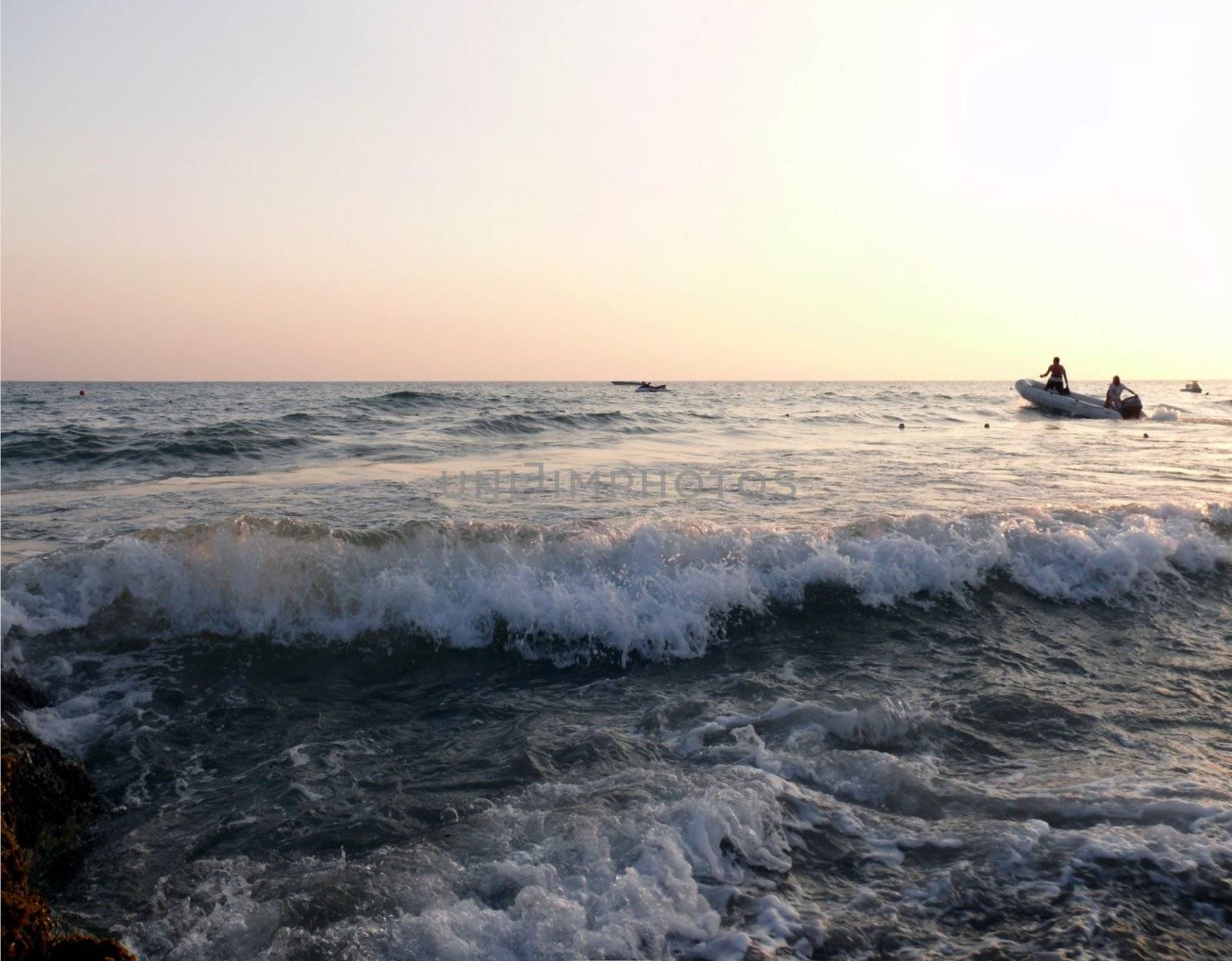 Boat goes into the sea by Stoyanov