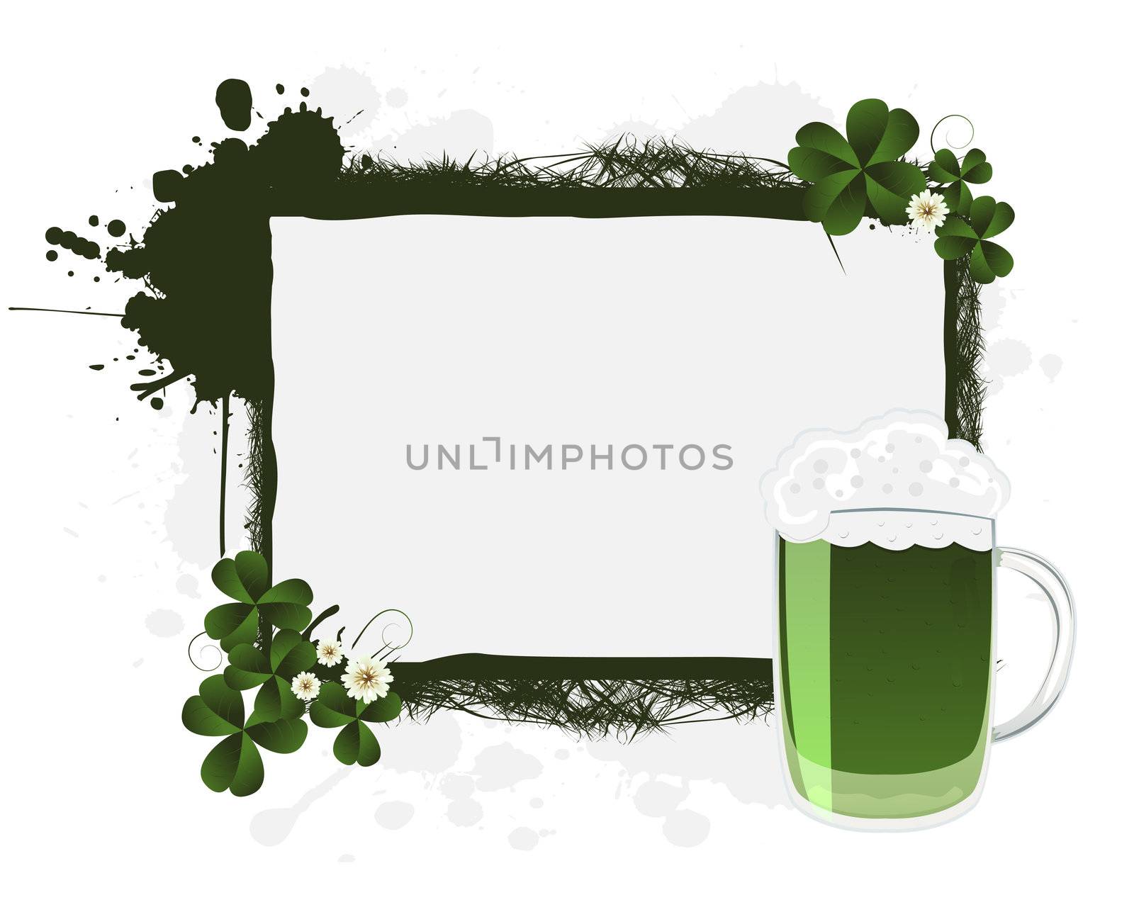 St. Patrick's green beer and clovers, banner