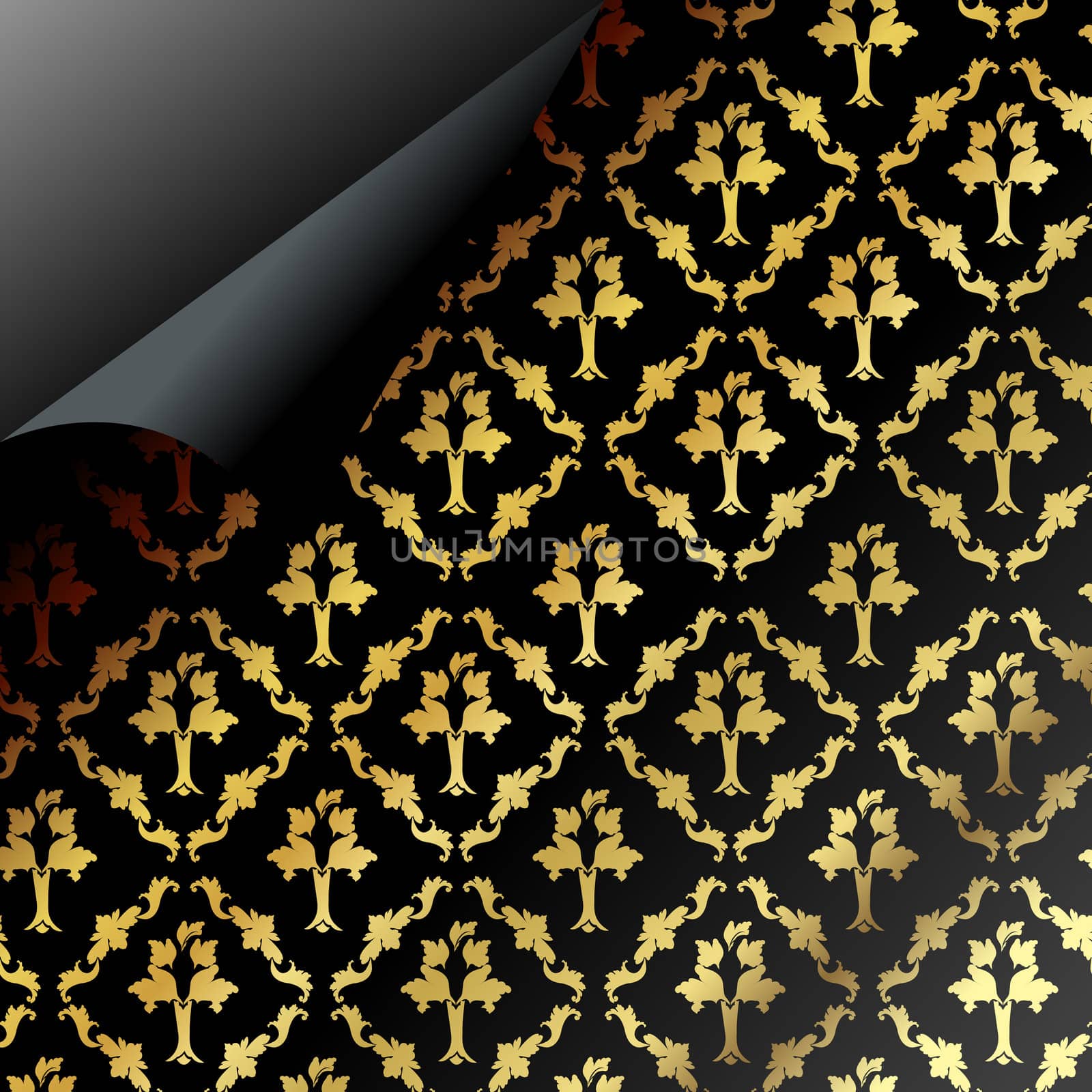 Seamless dark pattern page with curled corner