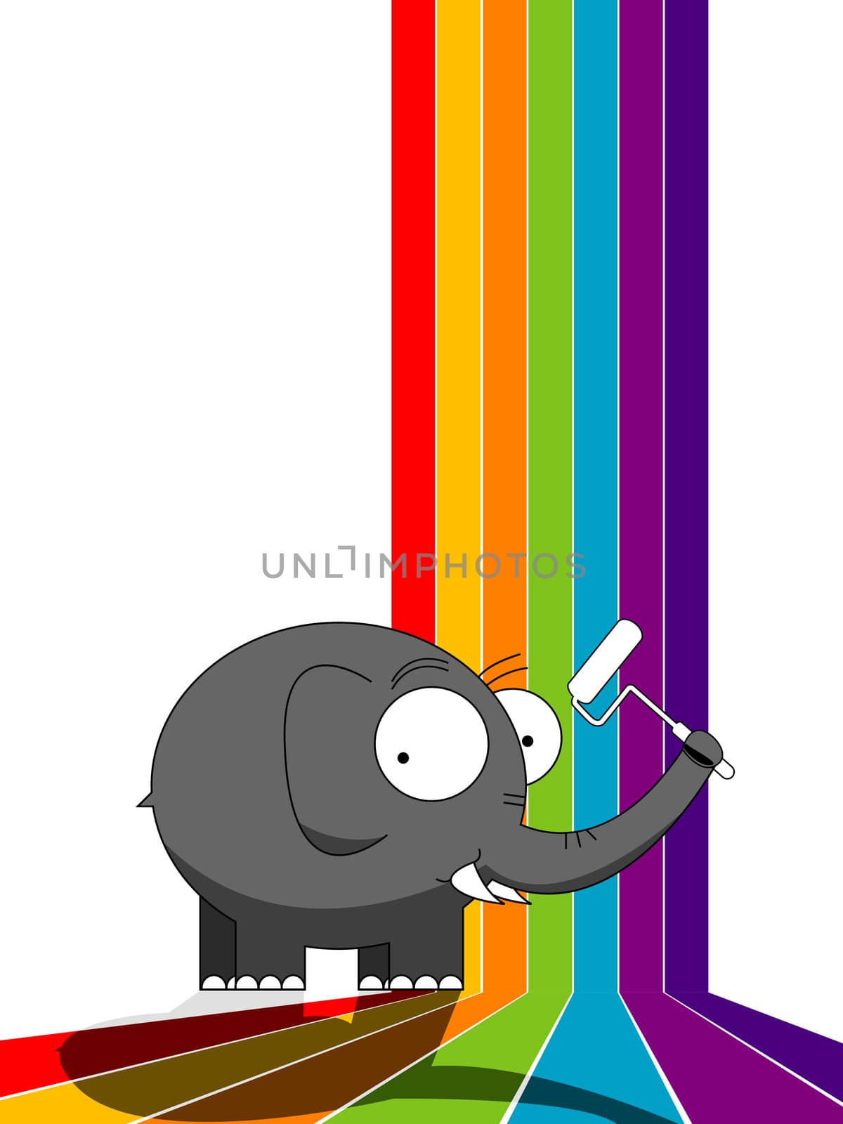 Elephant painting a rainbow by Lirch