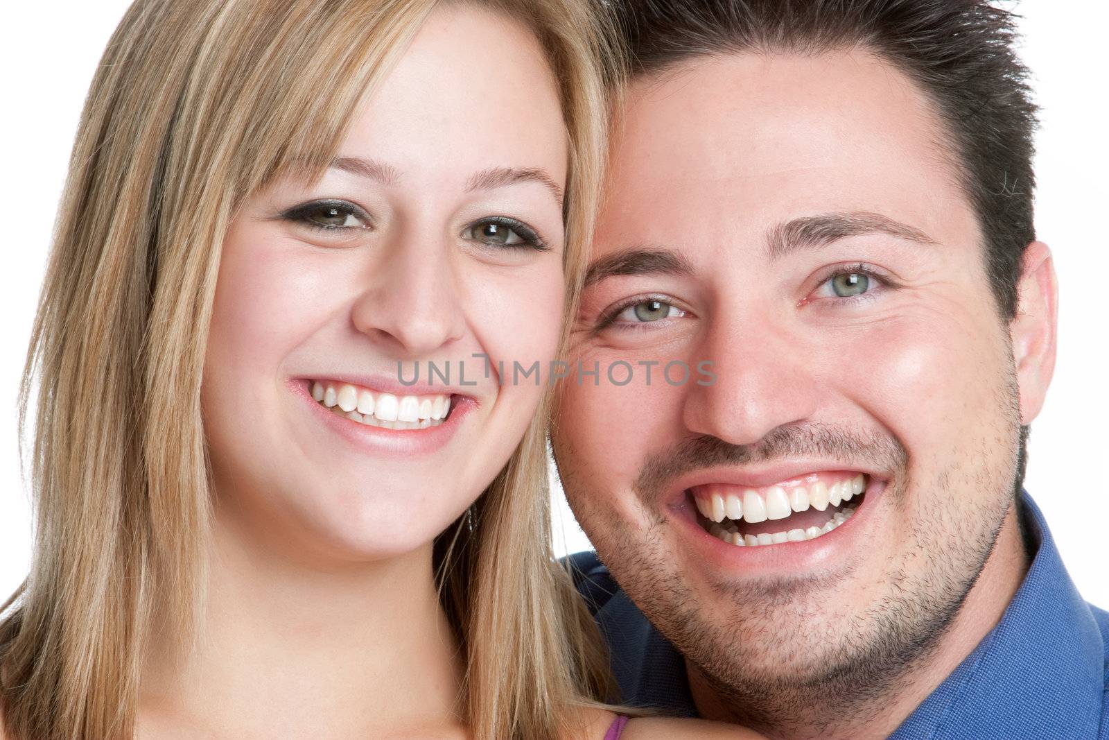 Smiling young man woman couple