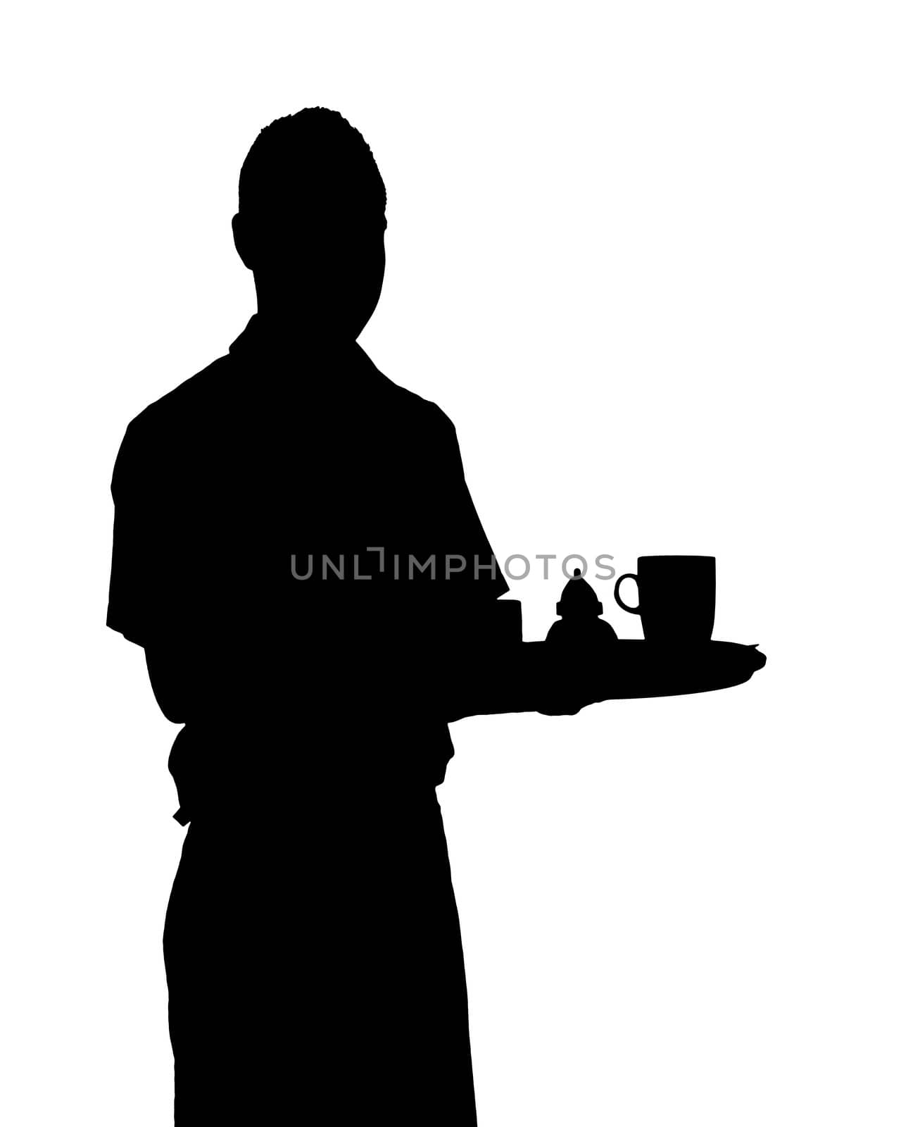 An image of a waiter in black and white