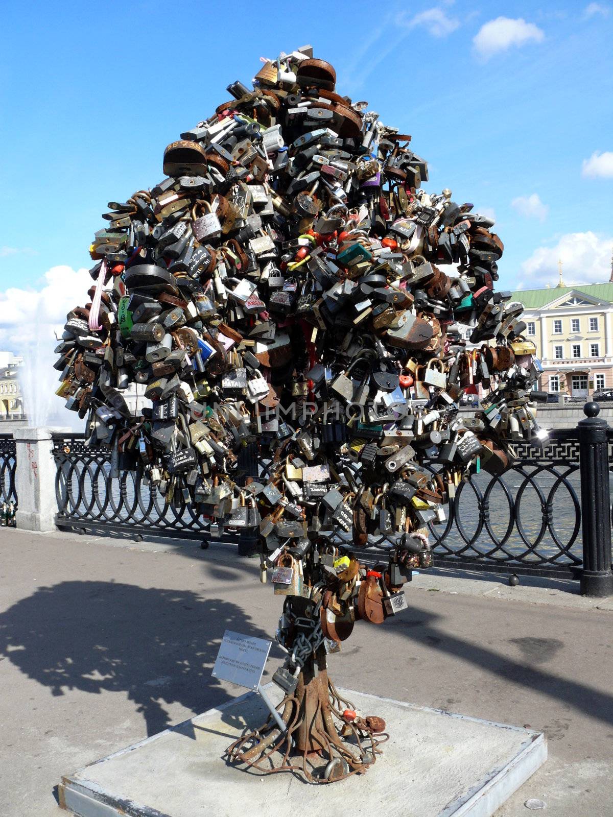 tree of love in Luzhkov bridge, Moscow by Stoyanov