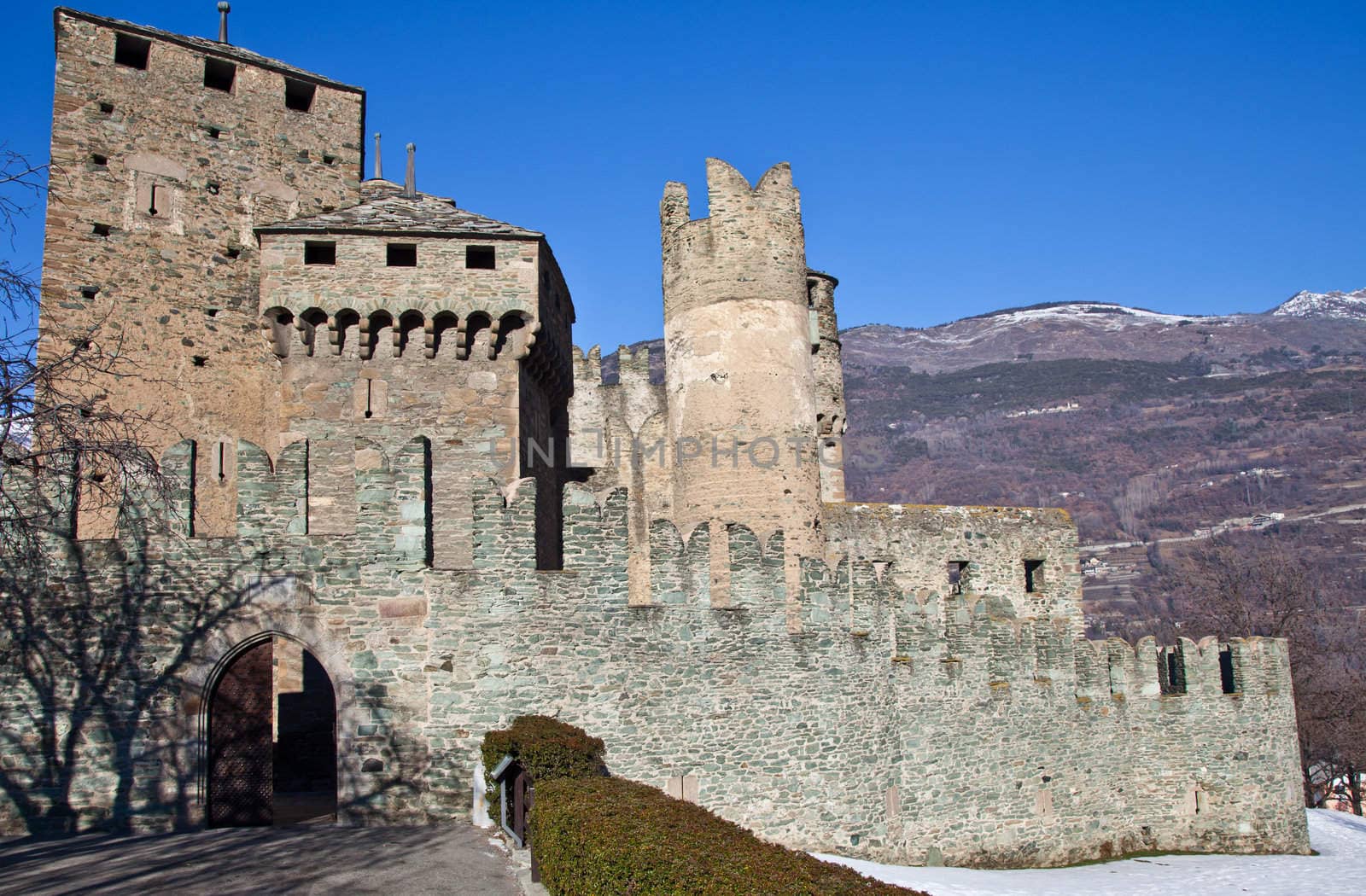 Fenis Castle is one of the most famous castles in Aosta Valley - Italy for its spectacular architecture and its many towers